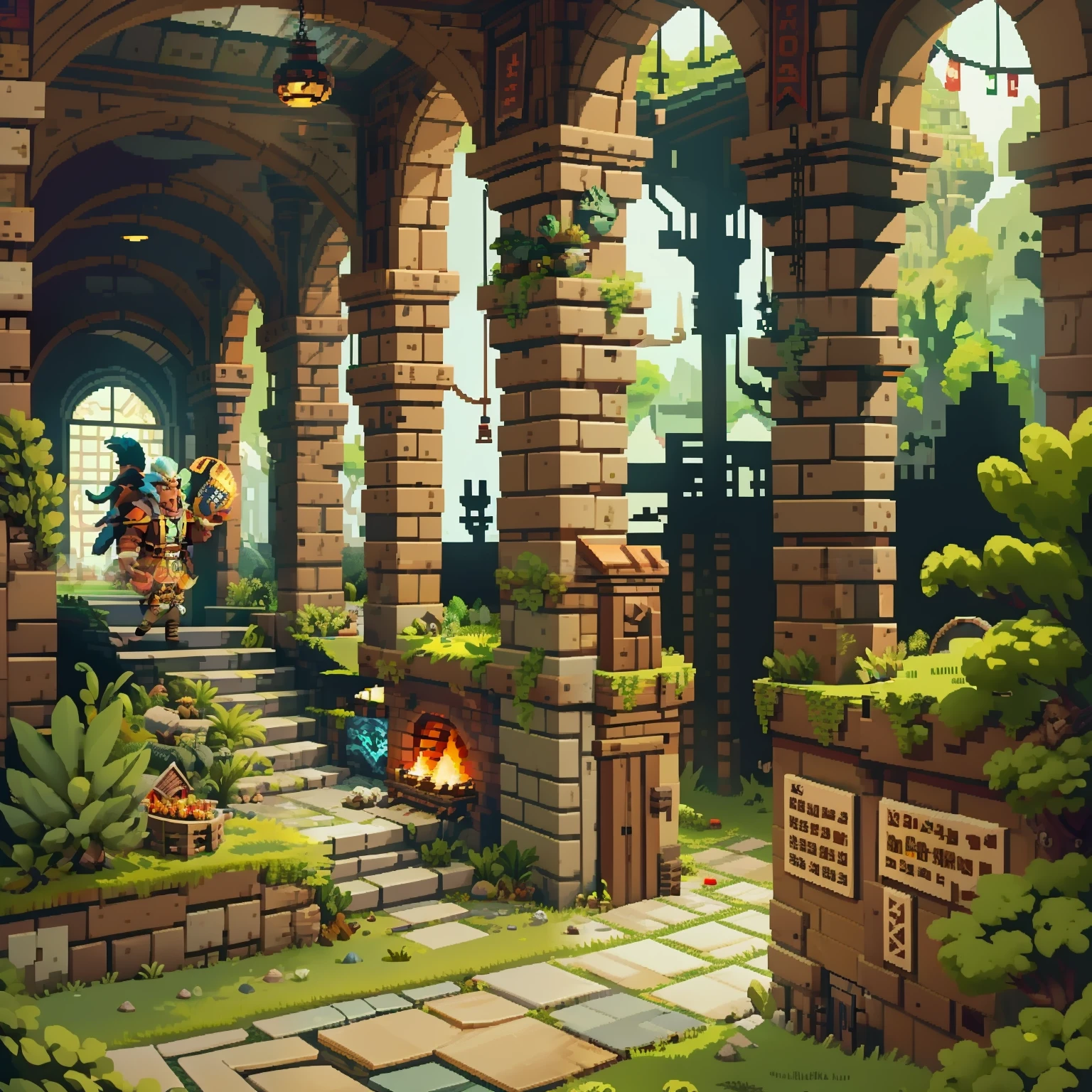 Horizontal pixel games,(Pixel art:1.4),Q version《dungeons and dragons》,borgar,The tree,Wagas,Steps,Wasteland,(Hungry Dragon:1.4),((best qualtiy)),super-fine,8K,A detailed,acurate