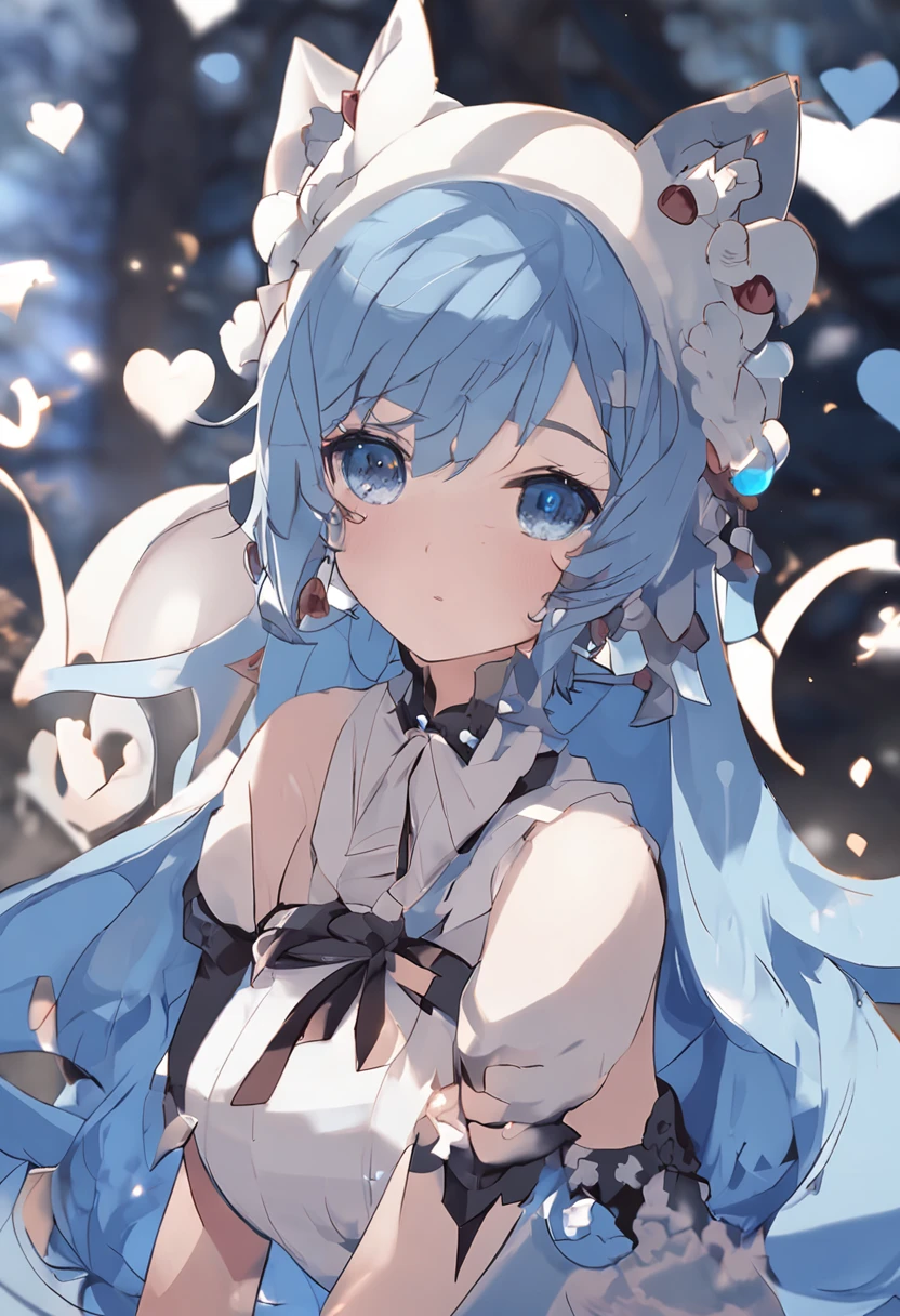 ((tmasterpiece,4k wallpaper,best qualtiy))ganyudef, Be red in the face, In the daytime, simple backgound, blue-sky, short detailed hair, Moody light,light blue hair,light particules,Blue Themes,Busty body,face expressionless,Brilliant,smooth thigh,Anime girl with cat ears and blue dress, Ayaka Genshin impact, from bravely default ii, ayaka game genshin impact, A scene from the《azur lane》videogame, azur lane style, Attractive cat girl, lunar themed attire, tsuaii, anime cat girl in a maid costume, Main character, Girl with cat ears, Also, ((wearing aristocrat robe))
