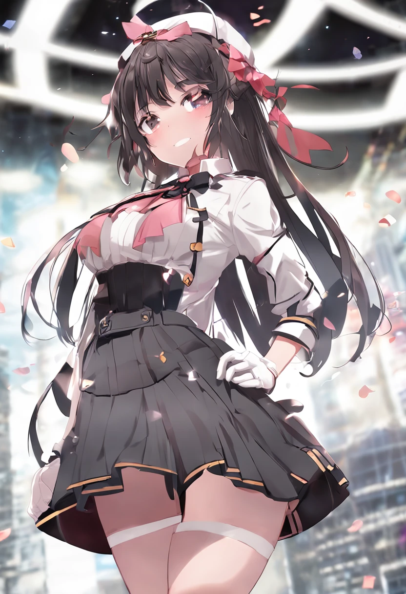 bishoujo, trap, gradient hair, heart-shaped pupils, pink eyes, breasts apart, shorts under skirt, pleated_skirt, white thighhighs, sailor_collar, skirt lift, uncensored, masterpiece,best quality,official art,extremely detailed CG unity 8k wallpaper, masterpiece,