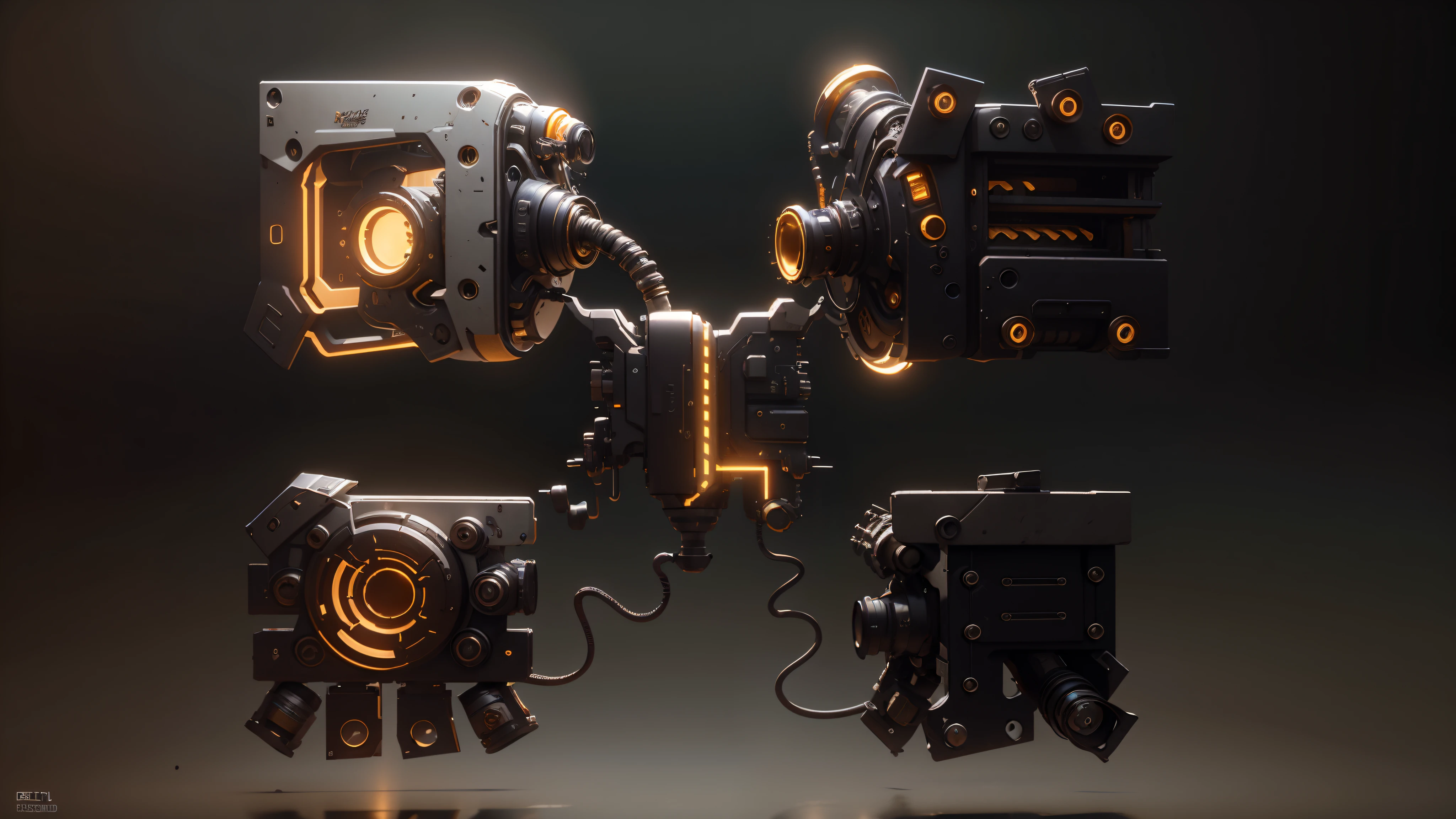 cyberpunk,metal,machinery,mechanical design draft,simple background,octanerender,3D ,unreal engine 5,3D, surrealism, ultra-high definition, high resolution, best quality, highly detailed, award-winning, super detailed，chiaroscuro, depth of field, cinematic lighting, sparkle, ray tracing