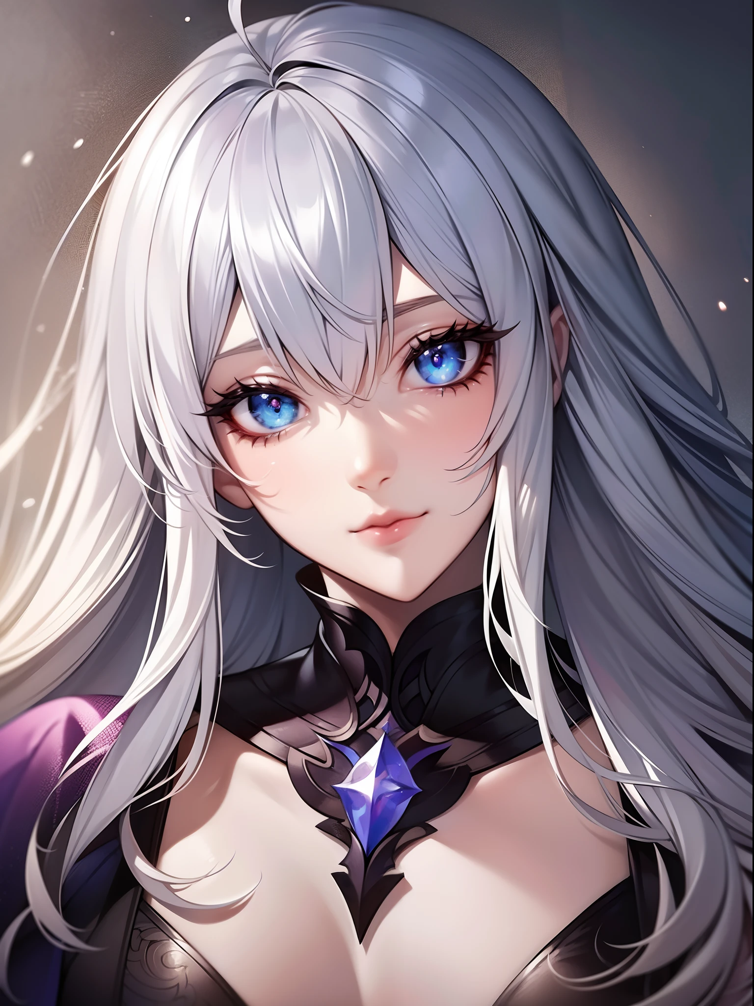 Close-up of face,Diagonal angle., complex details beautiful and delicate eyes, anime girl with long white hair and blue eyes posing for a picture, shadowverse style, smooth anime cg art, sayori, detailed digital anime art, guweiz, sui ishida art manga, shadowverse, official artwork, pixiv style, detailed anime artwork, artbook artwork, seductive anime girl, sougetsu, detailed anime character art, waifu