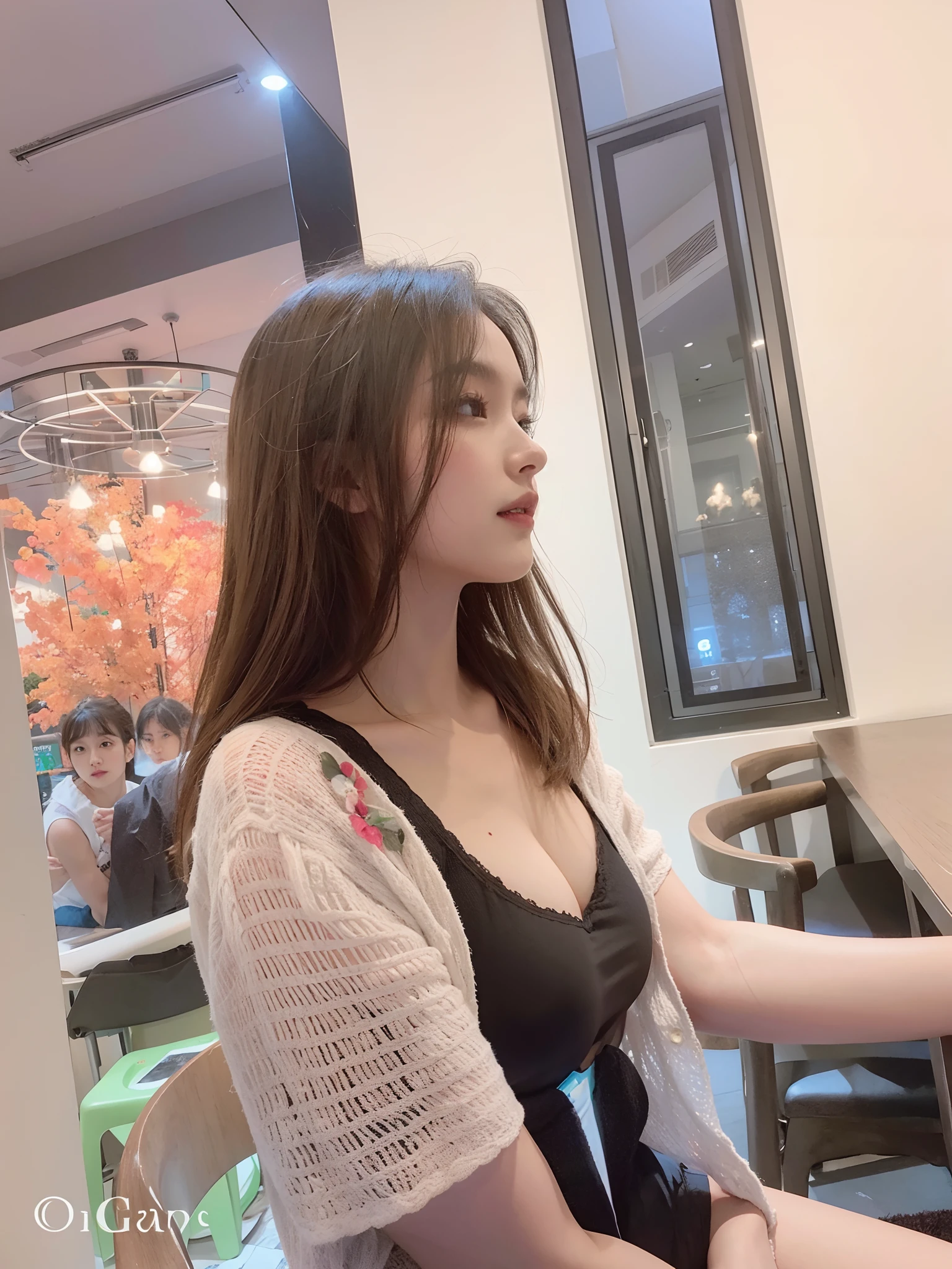 Beautiful woman wearing black underwear detailed body,