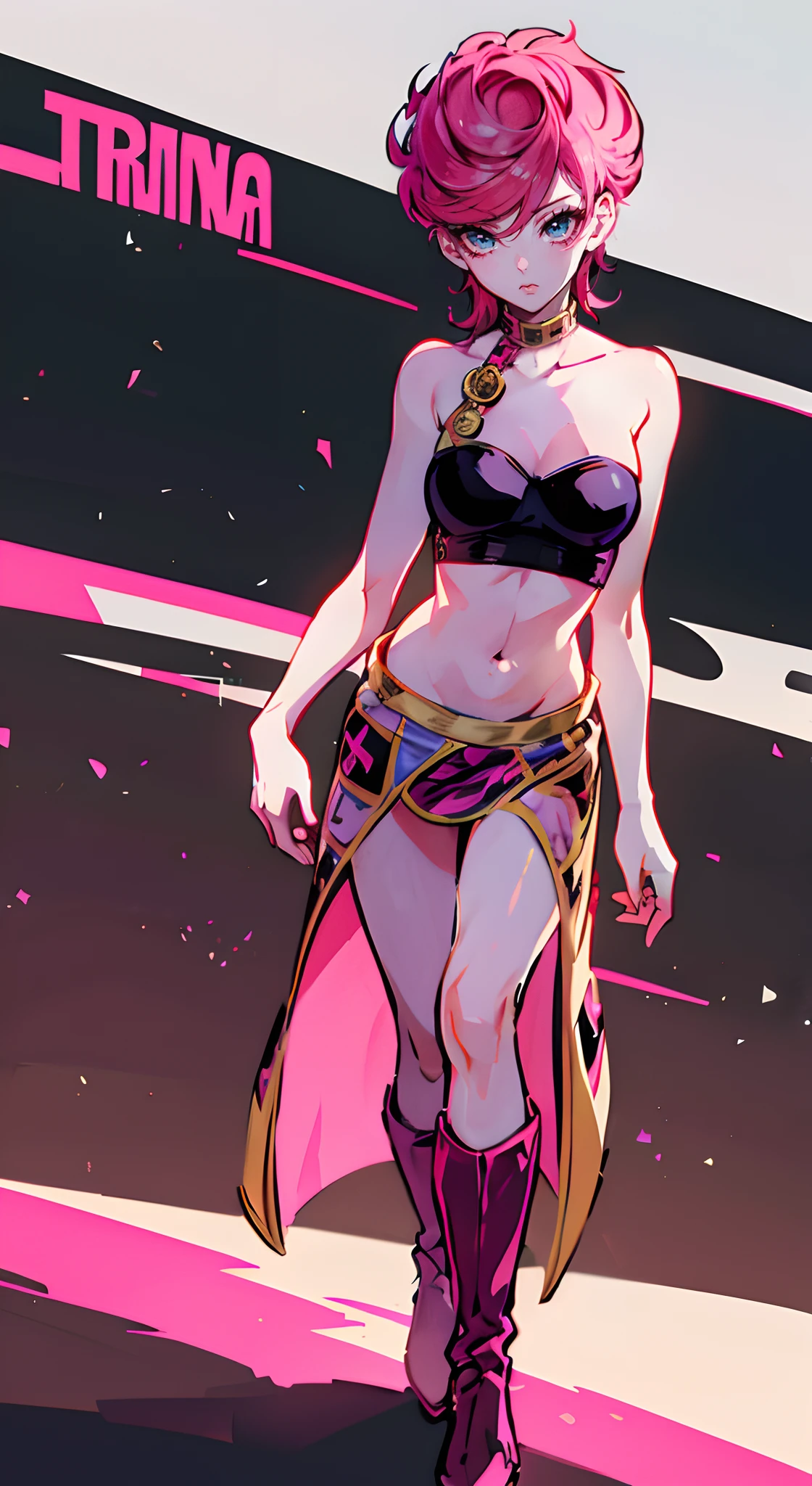 trishuna, trishjojo, trish una, absurdres, absolutely resolution, incredibly absurdres, highres, ultra detailed, 1girl, medium breasts, skirt, boots, solo, full body