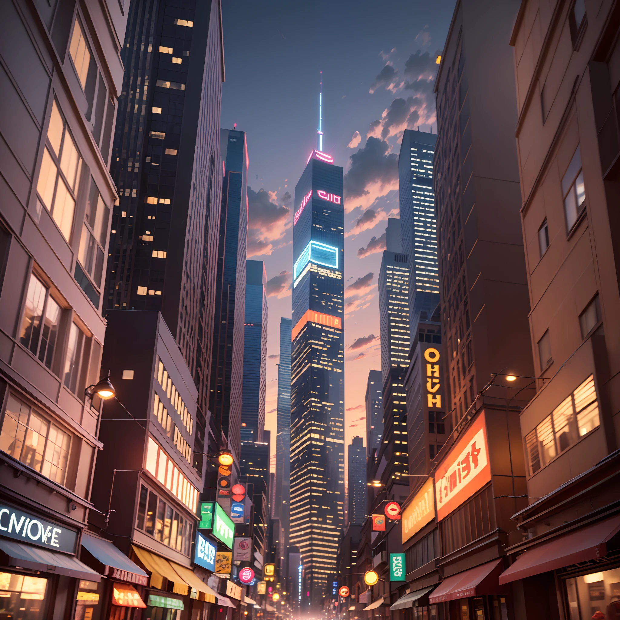 Craft a delightful 3D Pixar character, akin to the magic of Toy Story, set in a digital illustration of a bustling cityscape at dusk. Imagine hues of cool blues and warm oranges. The character, with a mischievous grin, navigates the urban landscape filled with animated objects. --auto --s2