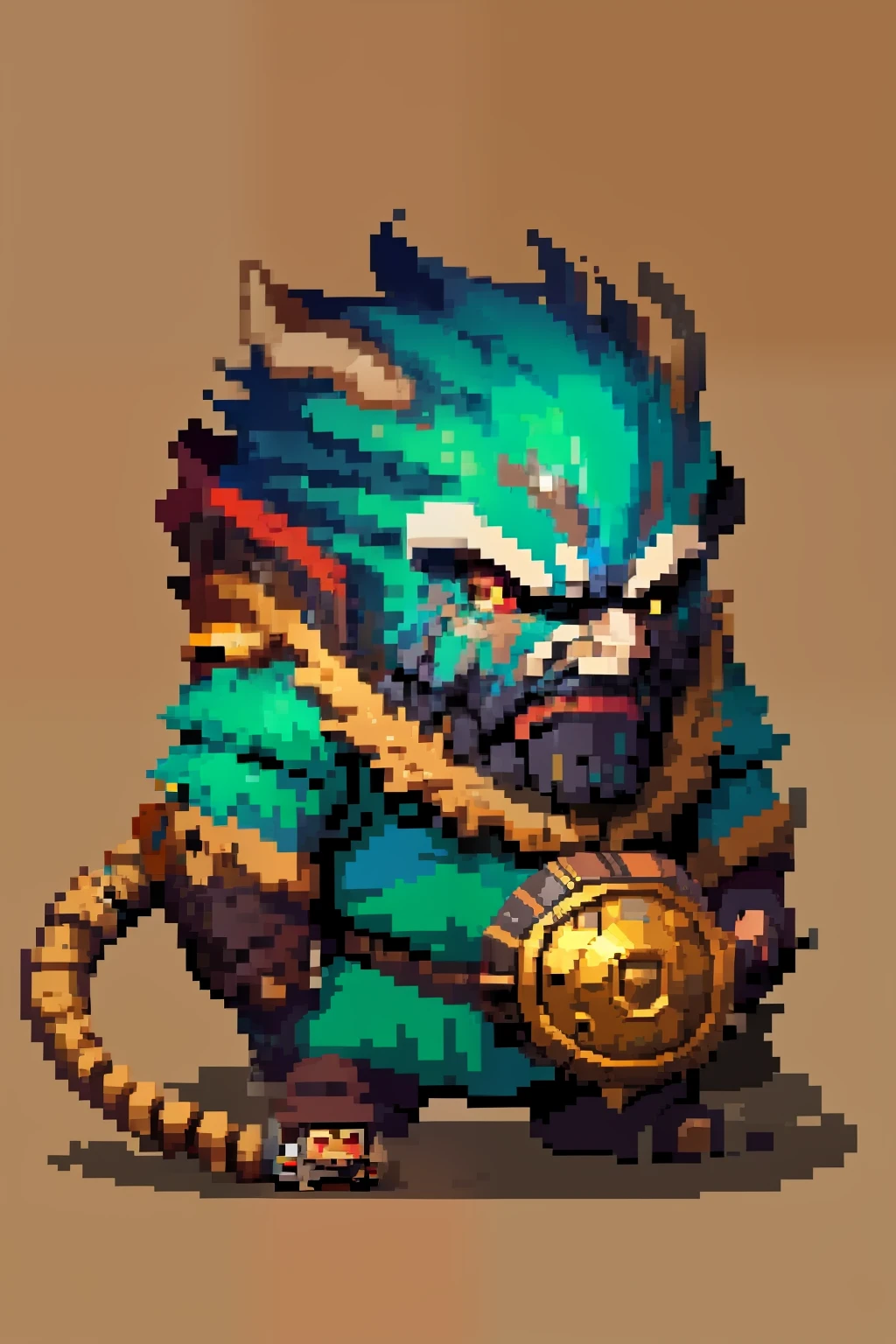 Horizontal pixel games,(Pixel art:1.4),Q version《dungeons and dragons》,monster character design,(Dwarf with hammer:1.4),((best qualtiy)),super-fine,8K,A detailed,acurate