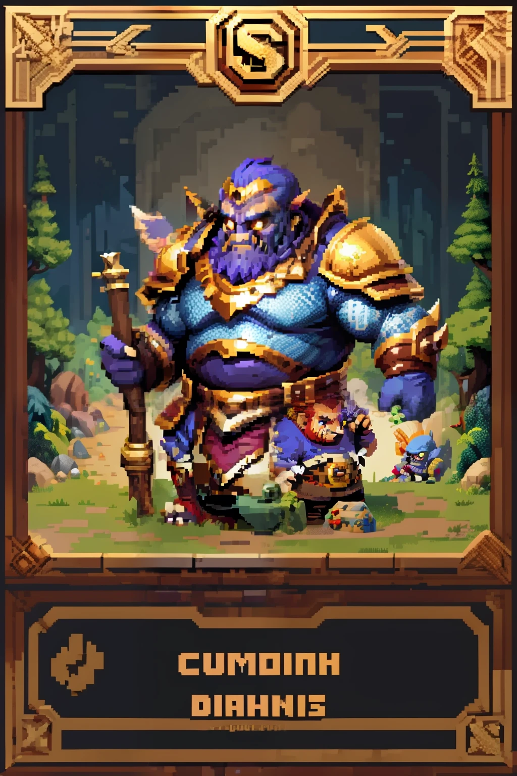 Horizontal pixel games，（Pixel art：1.4），Q version《dungeons and dragons》，monster character design，（Dwarf with hammer：1.4），（（best qualtiy）），super-fine，8K，A detailed，acurate