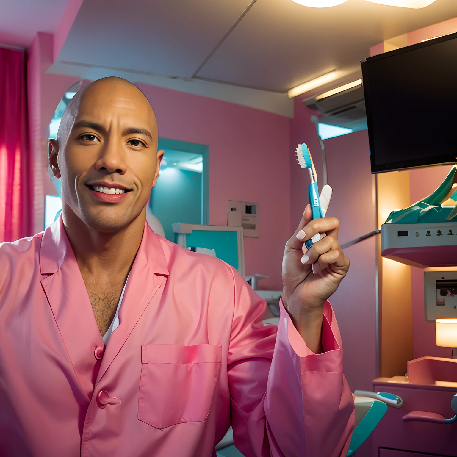 The rock's face, neutral expression, realistic expression, real face,detailed, mild smile, realistic pose, natural lighting