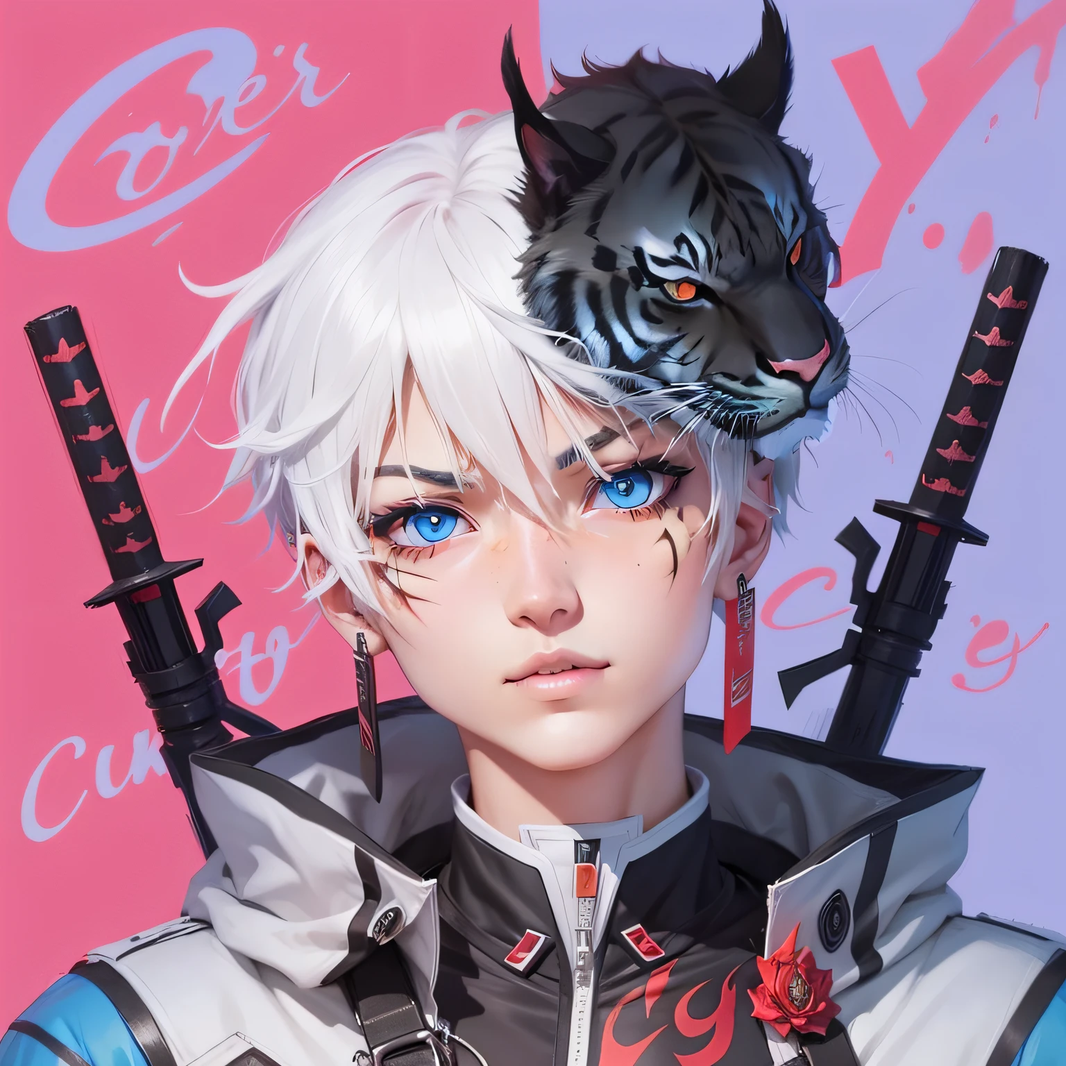 Red and blue eyes,cy,Tiger Tooth