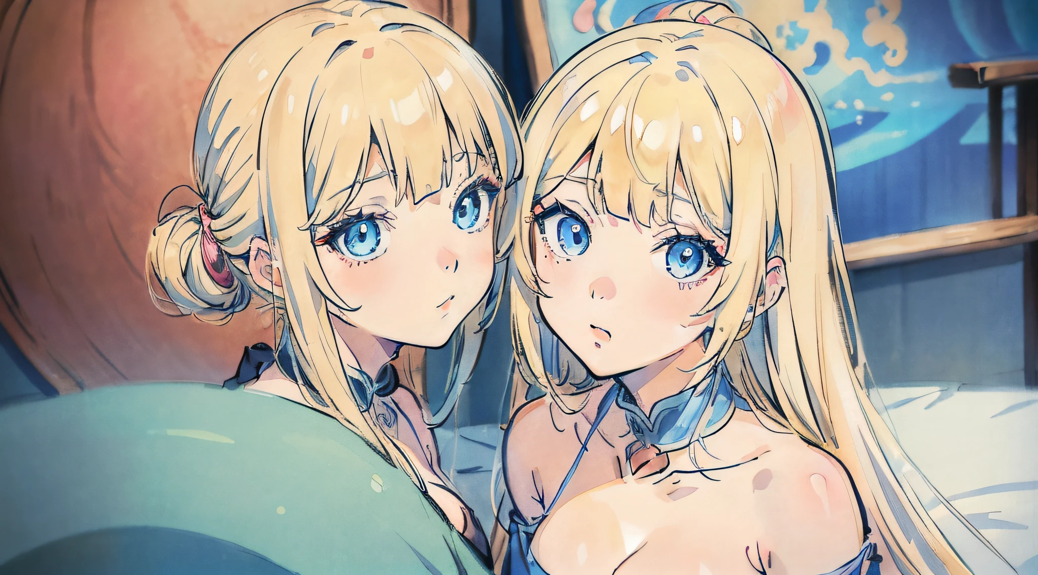Blonde hair anime girl with blue eyes and scissors, Stunning anime face portrait, zerochan art, Beautiful Anime Portrait, anime style portrait, anime style 4 k, Beautiful Anime Face, Anime Art Style, digital art on pixiv, detailed portrait of an anime girl, beautiful anime art style, High quality anime art style, digital anime art, digital art in anime style