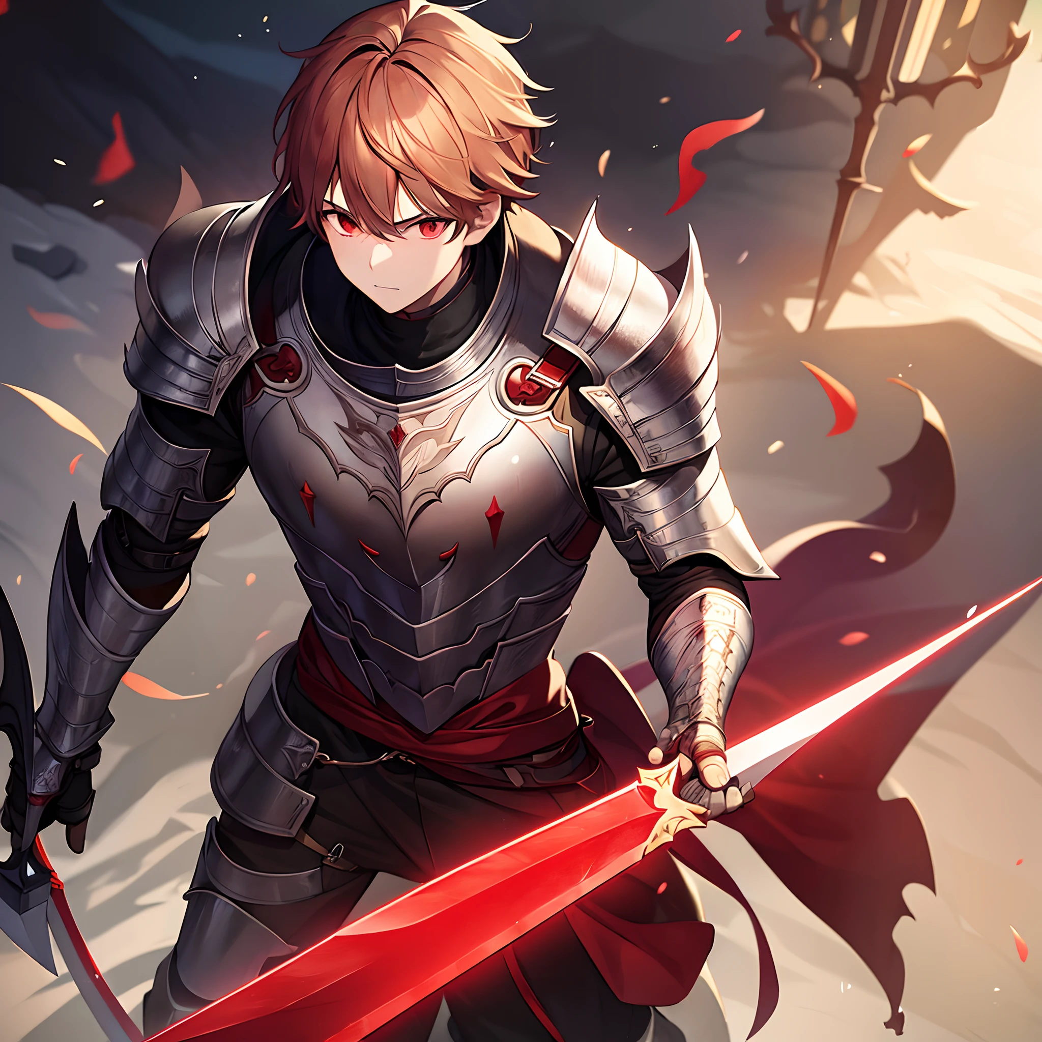 1boy, wearing adventurer armour, holding a red Blade, knight from the dark ages,dark fantasy, highest quality digital art, highest resolution, absolutely stunning art, extremely detailed