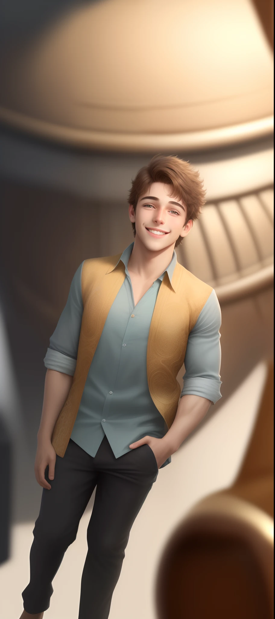 Change background and very realistic cute and handsome boy smile face, 8k, ultra realistic