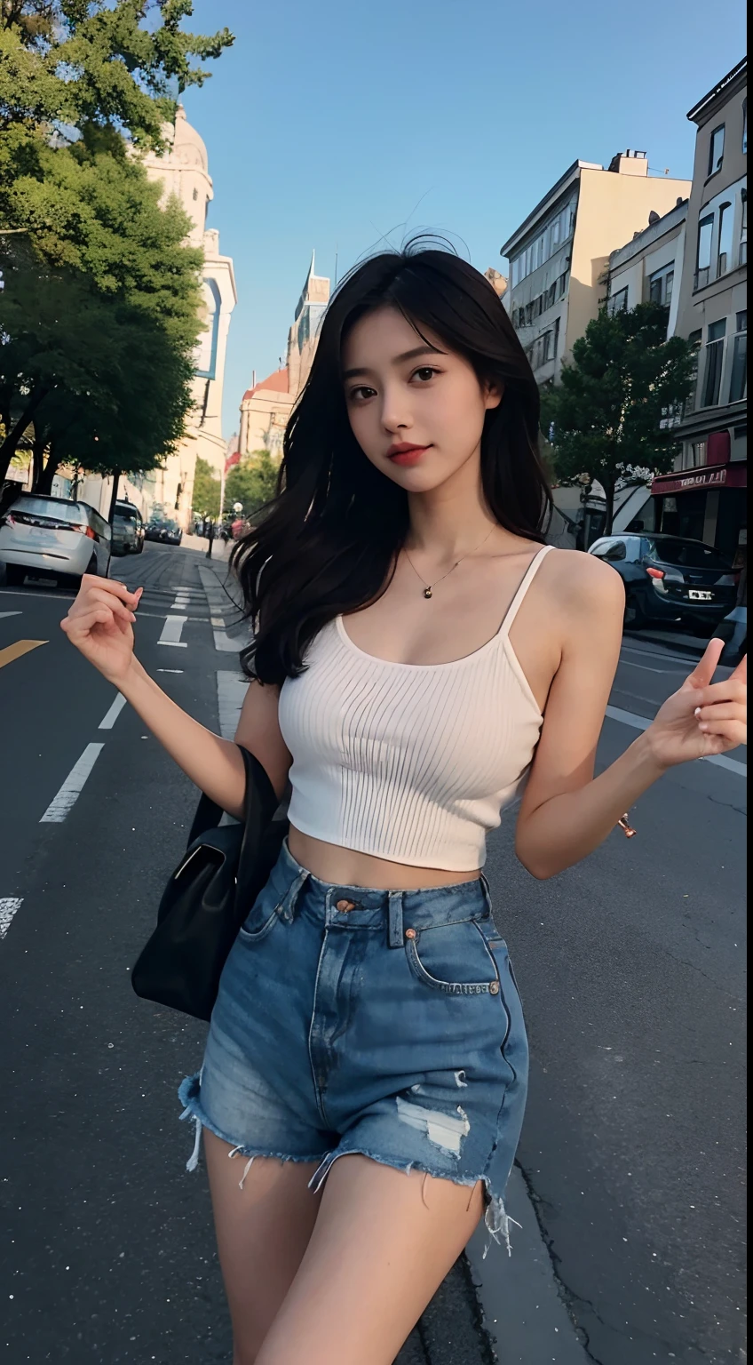 Beutiful women,In the middle of the street,Short clothes,adolable