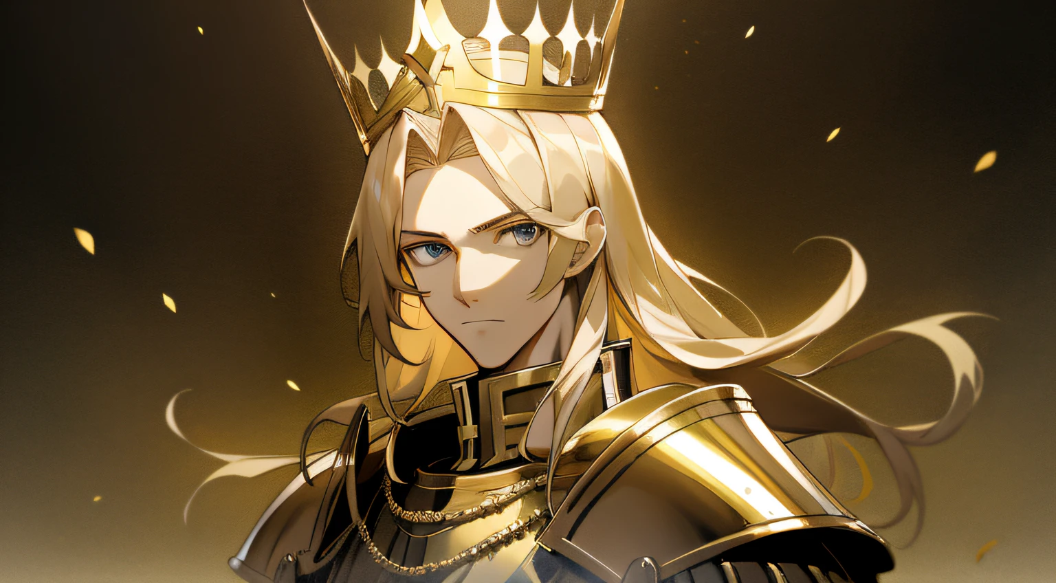 tmasterpiece,best qualtiy,1 male,AS-Adult,Handsome,tall muscular man,broad shoulder,Delicate eyes and delicate face,extremely detailed CG unified 8k wallpaper,intricate-detail,long golden hair,Knight with a crown,s Armor,Big sword,holy,cathedral, religion, exalted, battlefiled, depth of fields