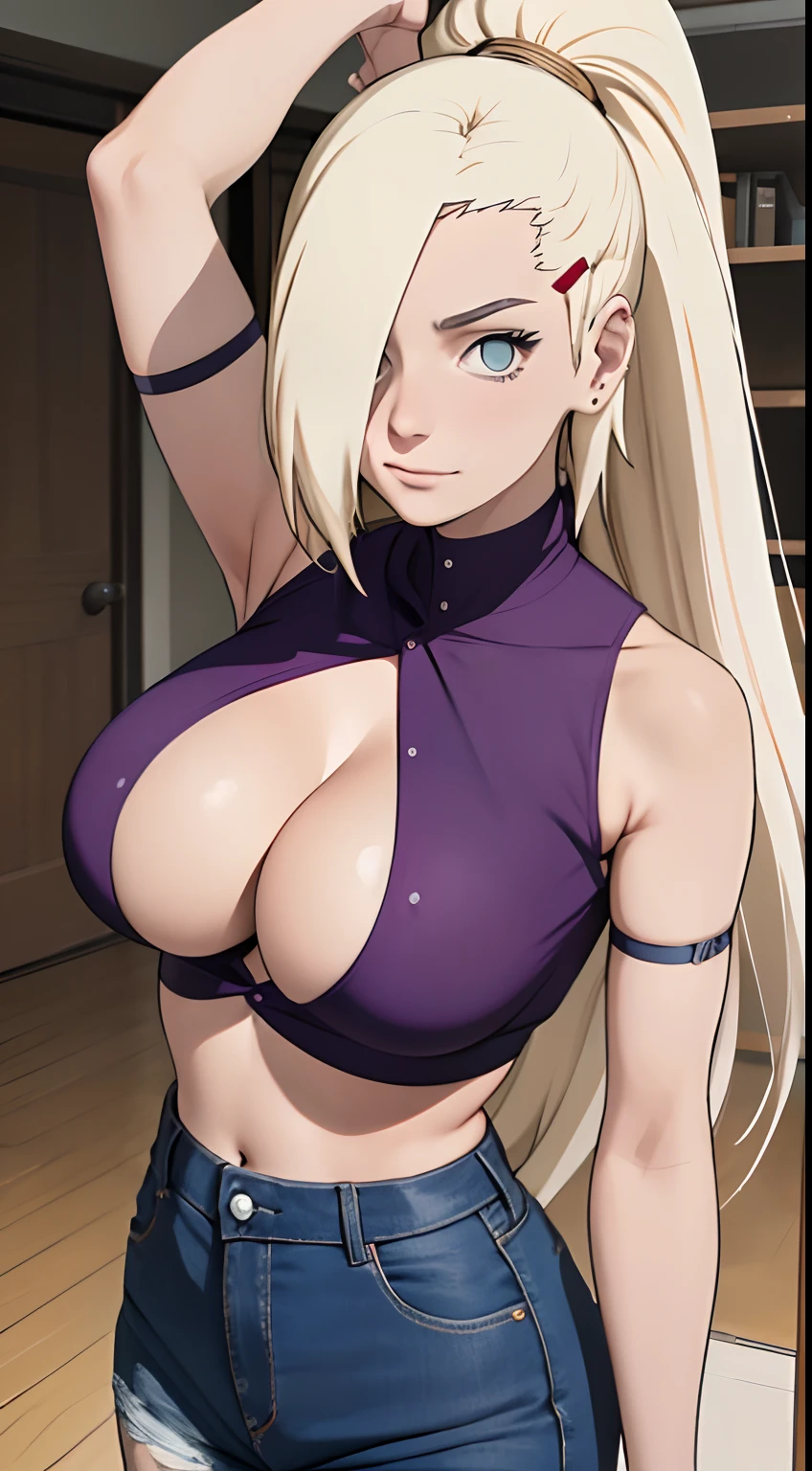 Ino yamanaka， schneit， sat，Spaltung，smil，Rot im Gesicht sein，drinnen im Zimmer，Nahaufnahme Nahaufnahme，mit einer guten Figur,mid large breasts,The breasts fall out immediately,clenched breasts,enges, open white shirt,Blaue skinny Jeans,both arms behind the back,perfekter Arsch,Breasts peek out,nippel gucken raus,,Nacktheit,man kann ihre nippel sehen