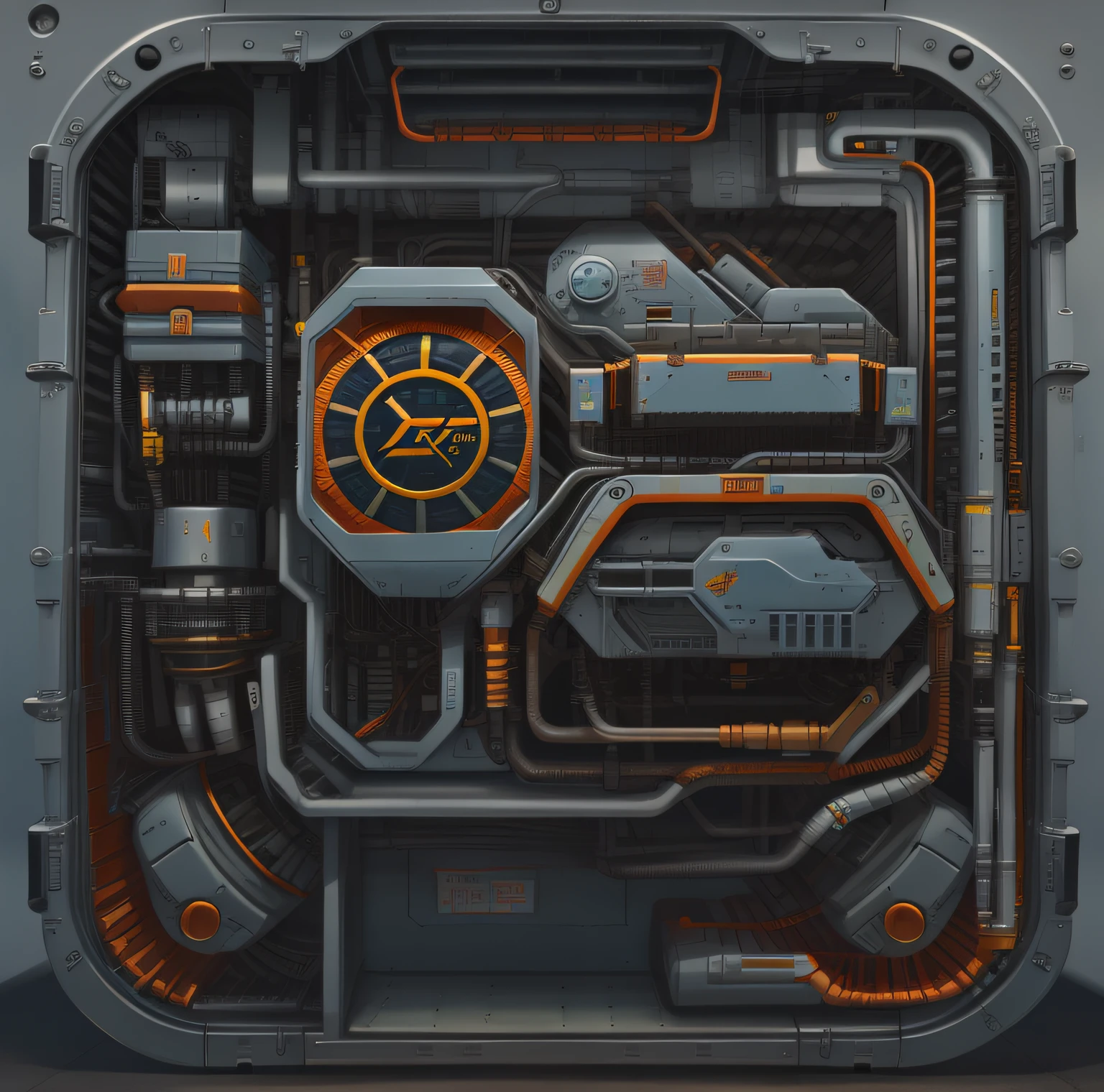 sci-fy,box,bombs,metals,Machinary, ultra - detailed, Transformers are brightly colored, Futuristic time machine.