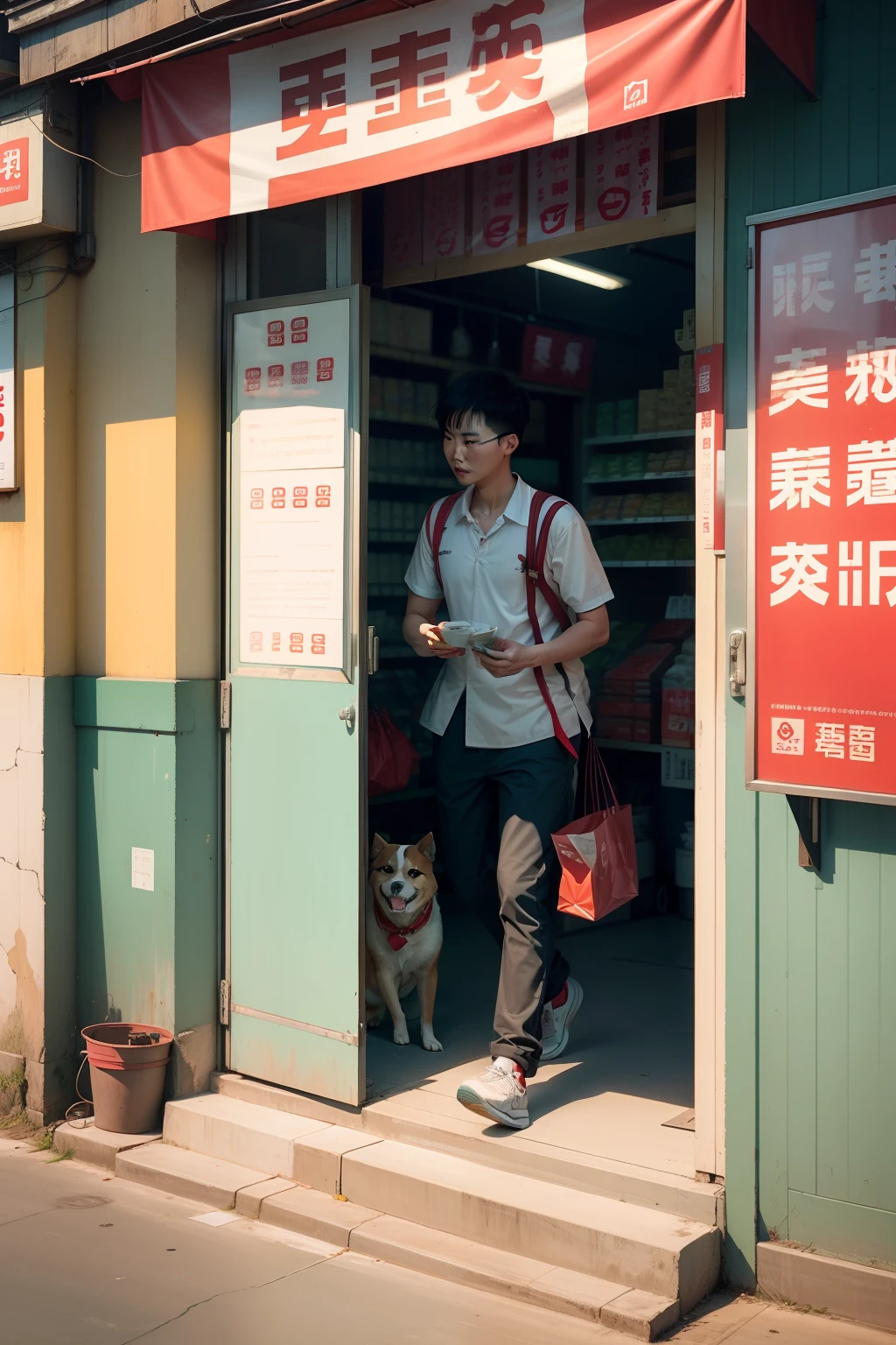Puyang City, Henan Province Convenience Store Dog at the door