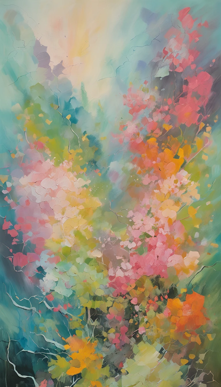 Intricate painting details of Japanese forests, By range Murata, galaxy in background, Clouds, pastel colour colour, Medium contrast, Mountain, vector line art, green highlights, trending in pixiv, anime concept art, Stick, Mattire, high high quality, Edge to edge, Sanskrit，a lot of sunflowers