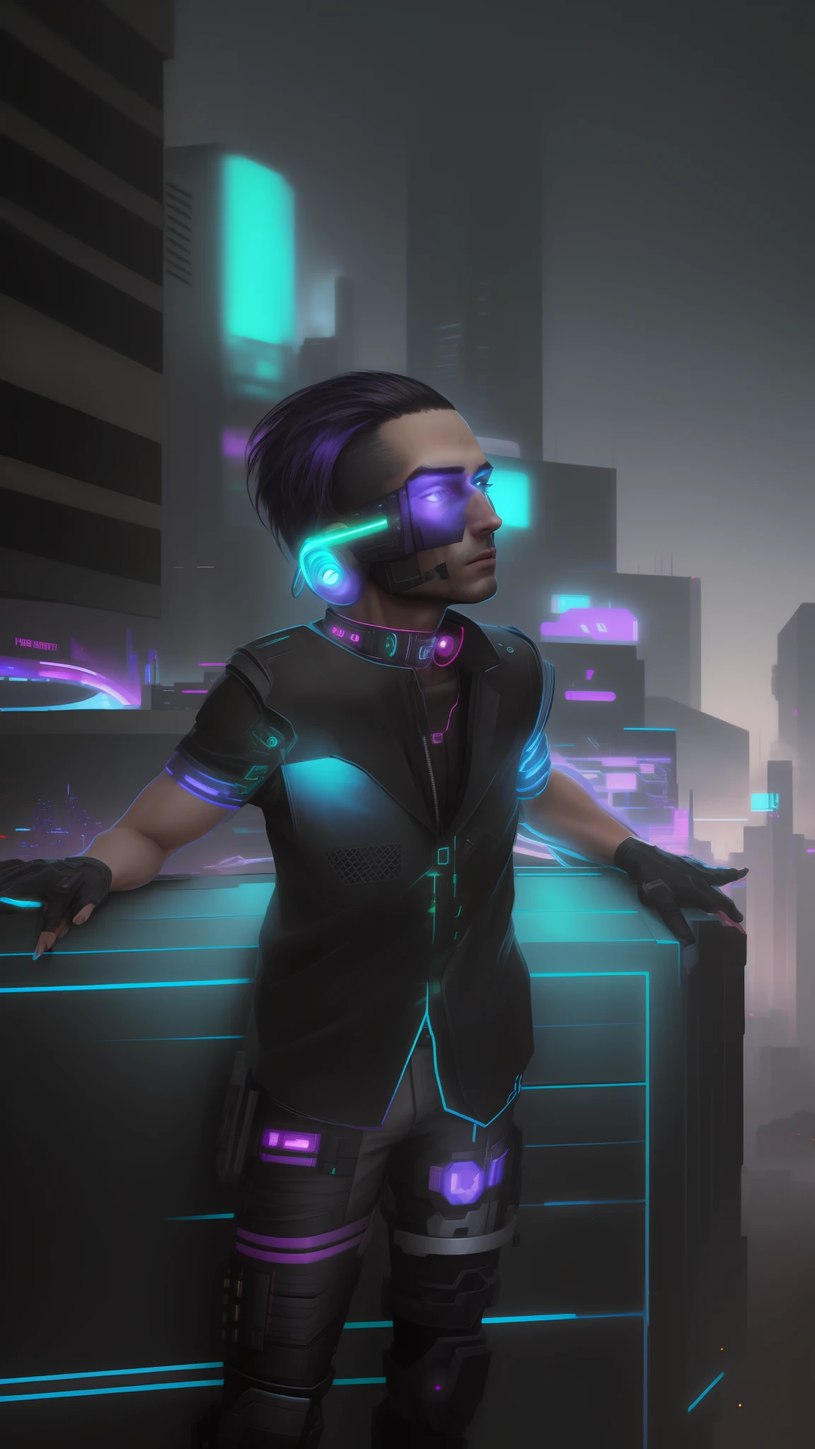 Change background cyberpunk  handsome boy, realistic face, 8k, ultra realistic, high quality