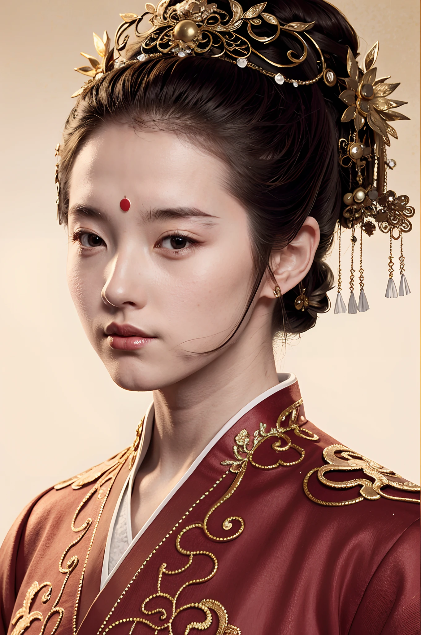A girl, ancient Chinese costume, sunshine, clear face, clean white background, masterpiece, super detail, epic composition, ultra HD, high quality, extremely detailed, official art, uniform 8k wallpaper, super detail, 32k -- v 6