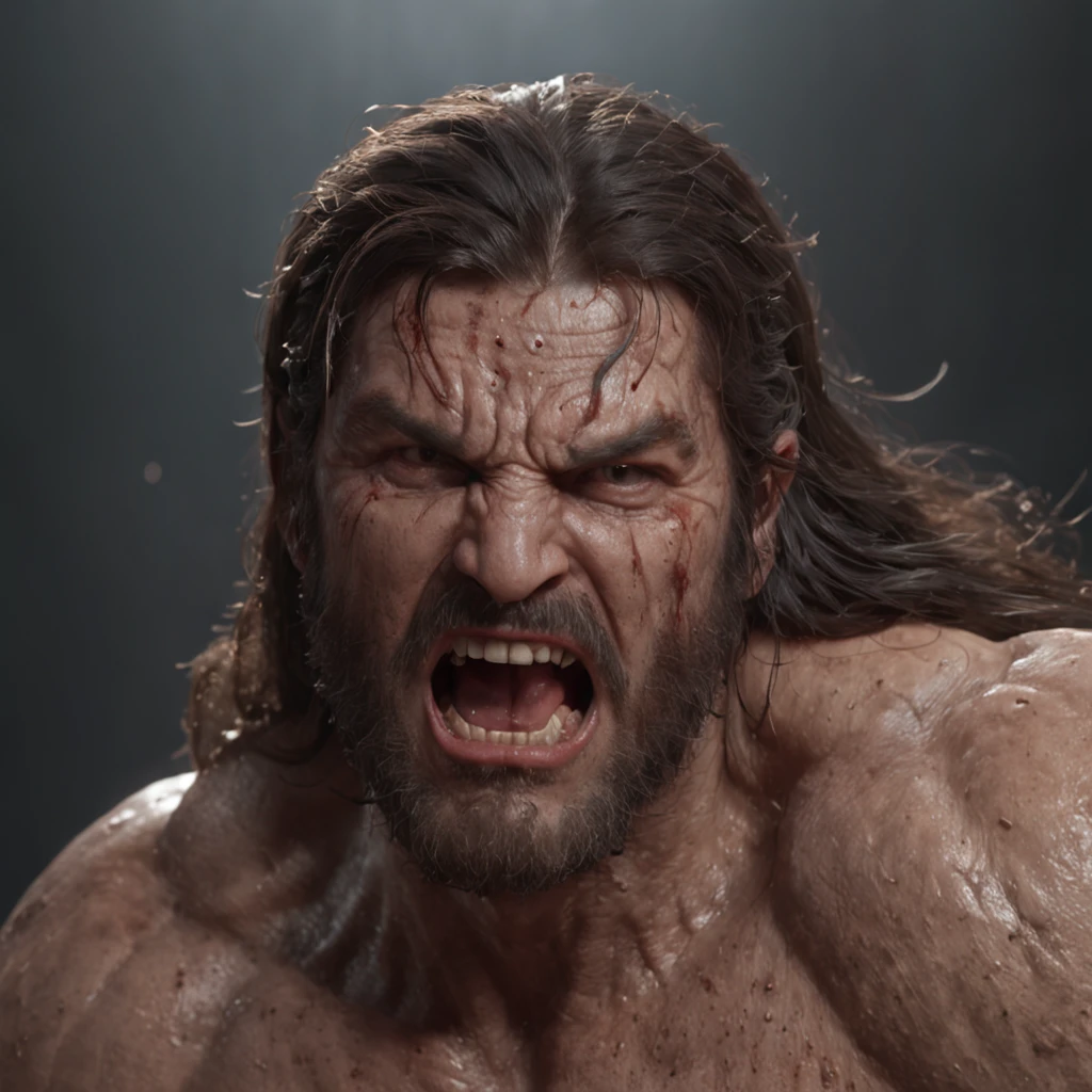 (professional 3d render:1.3) af (Realistic:1.3) most beautiful artwork photo in the world,Features soft and shiny male heroes, ((Epic hero fantasy muscle man rough wet hero angry looking long hair short beard and ferocious expression in dynamic pose, Fantastic location, Majestic cluttered environment)), Full body 8K unified rendering, action shot, skin pore, very dark lighting, heavyshading, Detailed, Detailed face, (vibrant, photograph realistic, Realistic, Dramatic, Dark, Sharp focus, 8K), (Old leather garments damaged by weathering:1.4), ((((Wear fur)))), (Intricate:1.4), decadent, (Highly detailed:1.4), Digital painting, rendering by octane, art stations, concept-art, smooth, Sharp focus, illustration, Art germ, (loish:0.23), wlop ilya kuvshinov, and greg rutkowski and alphonse mucha gracias, (Global illumination, Studio light, volumettic light), heavy rain, particles floating, lotr, fantasy, elf, full bodyesbian, ((Dark and ancient city background:1.3)),CGSesociety,art stations