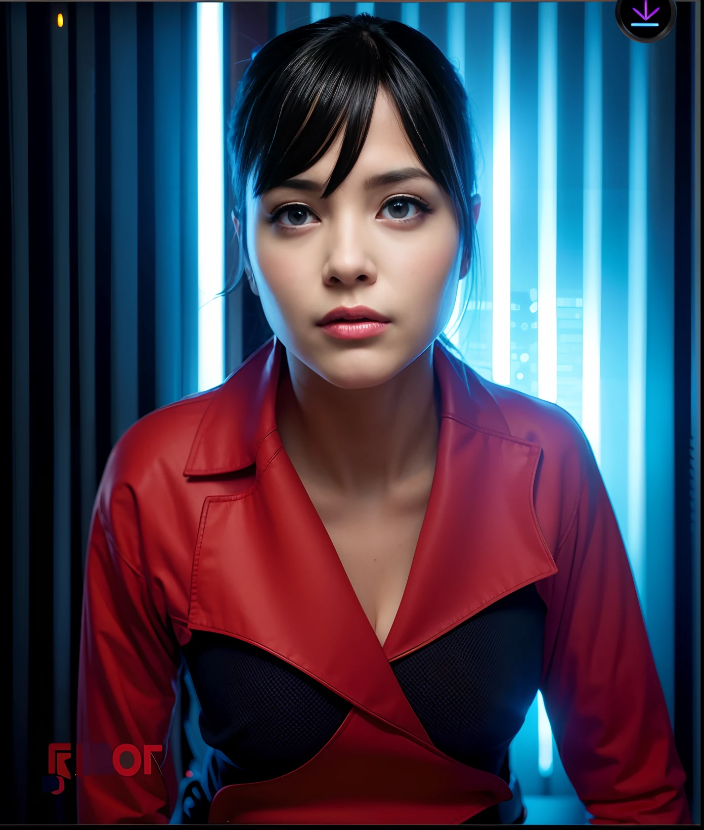 Change background cyberpunk beautiful sexy girl realistic face