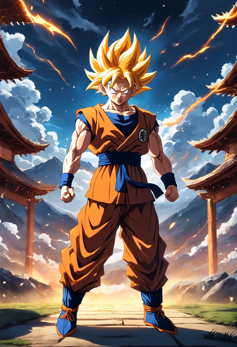 Super Saiyan Goku, Outdoors, Martial arts training