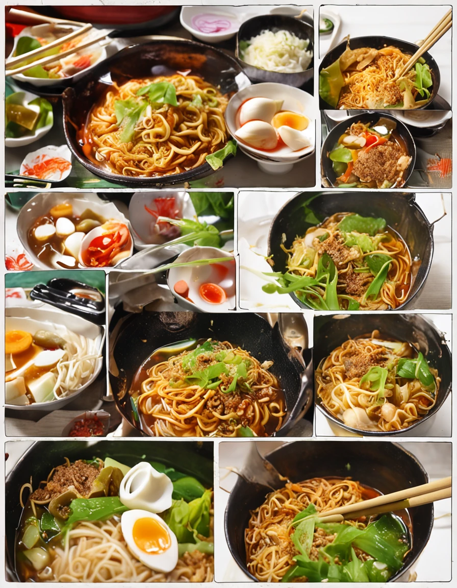 A deliciously tempting spicy noodle,Fresh vegetables are plentiful,The poached egg aroma is overflowing,The brown conch is delicious and delicious,The pepper is rich in flavor,The yellow bamboo shoots are crisp and delicious,The fungus has a delicate taste,Yellow dried tofu has a great aftertaste,The noodles picked up by chopsticks are fragrant。
