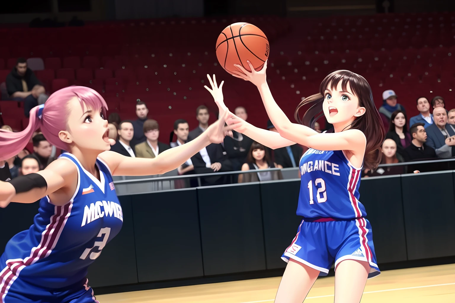 1girll,Brunette one meter five,Playing the Basketball