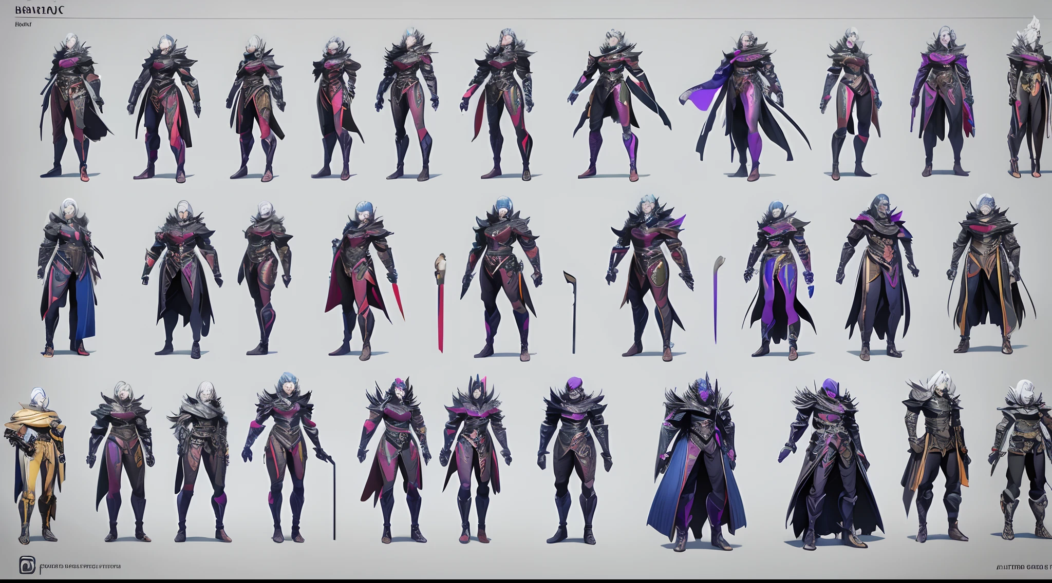 mage class character, armor, weapon, vibrant colors, clean lines