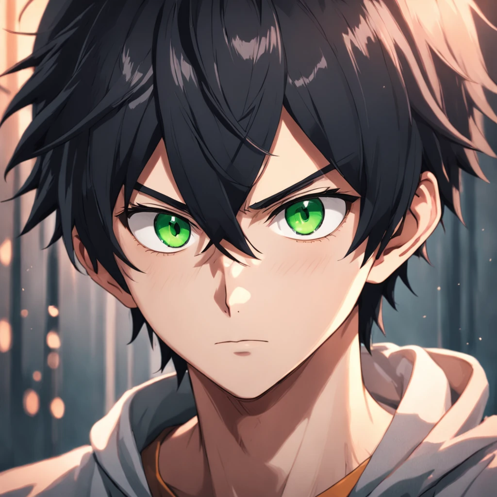 desiludido, anime boy with black hair and green eyes staring at camera, Nice realistic portrait, anime semi-realista, detailed anime soft face made by anime painter studio, Retrato anime do homem bonito, realistic anime art style, arte cg anime suave, anime de rosto de alto detalhe, anime semi-realista, estilo anime semi-realista, Retrato estilo anime, homem alto do anime com olhos azuis
