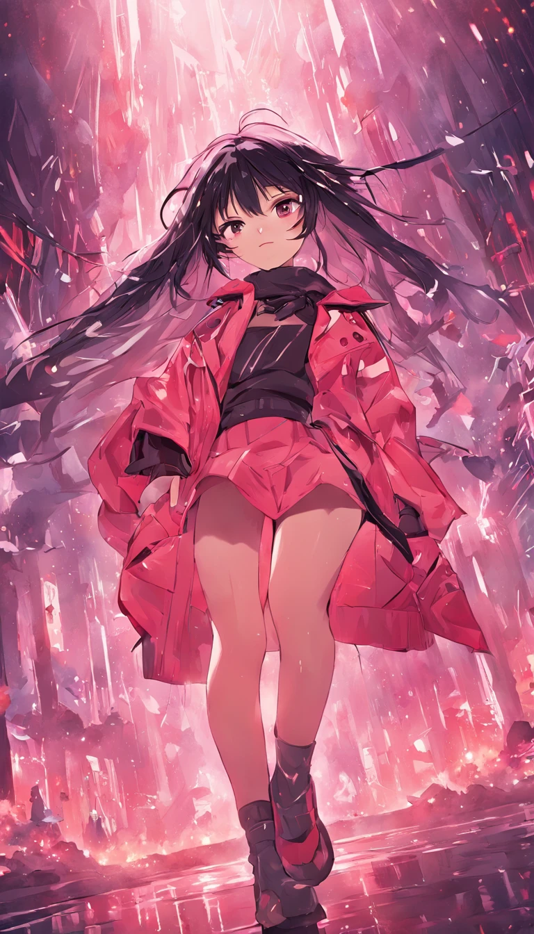 Best quality, Works of masters, A high resolution, 1girll, Super beautiful face, super beautiful eye, Super beautiful hair,Trendy outfits,Sexy and charming,Color explosion,Black color hair,Large hairpins,full bodyesbian,Squatted,鎖骨,posing on a,MagazineCover