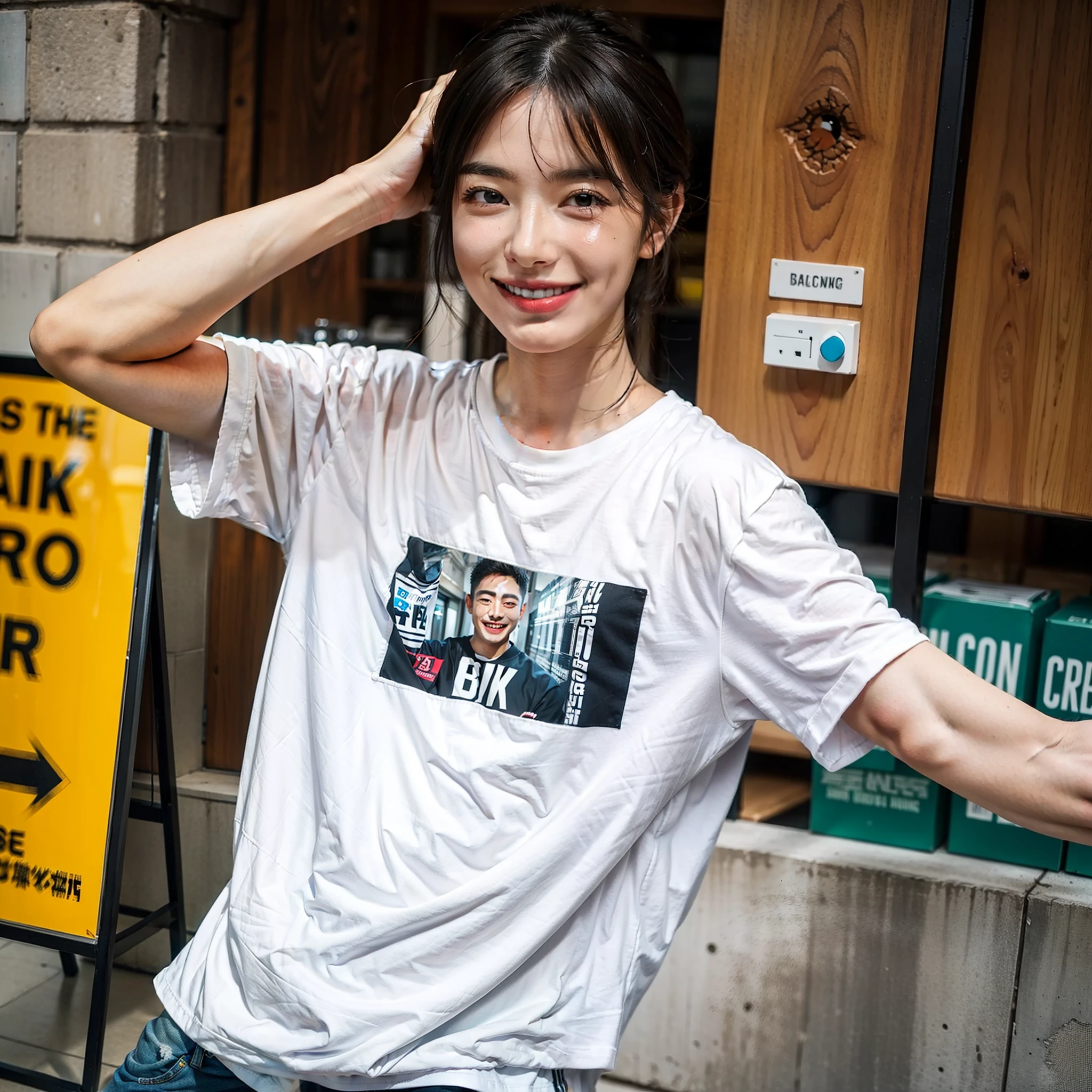 Stylish、the man wearing t shirt、A smile