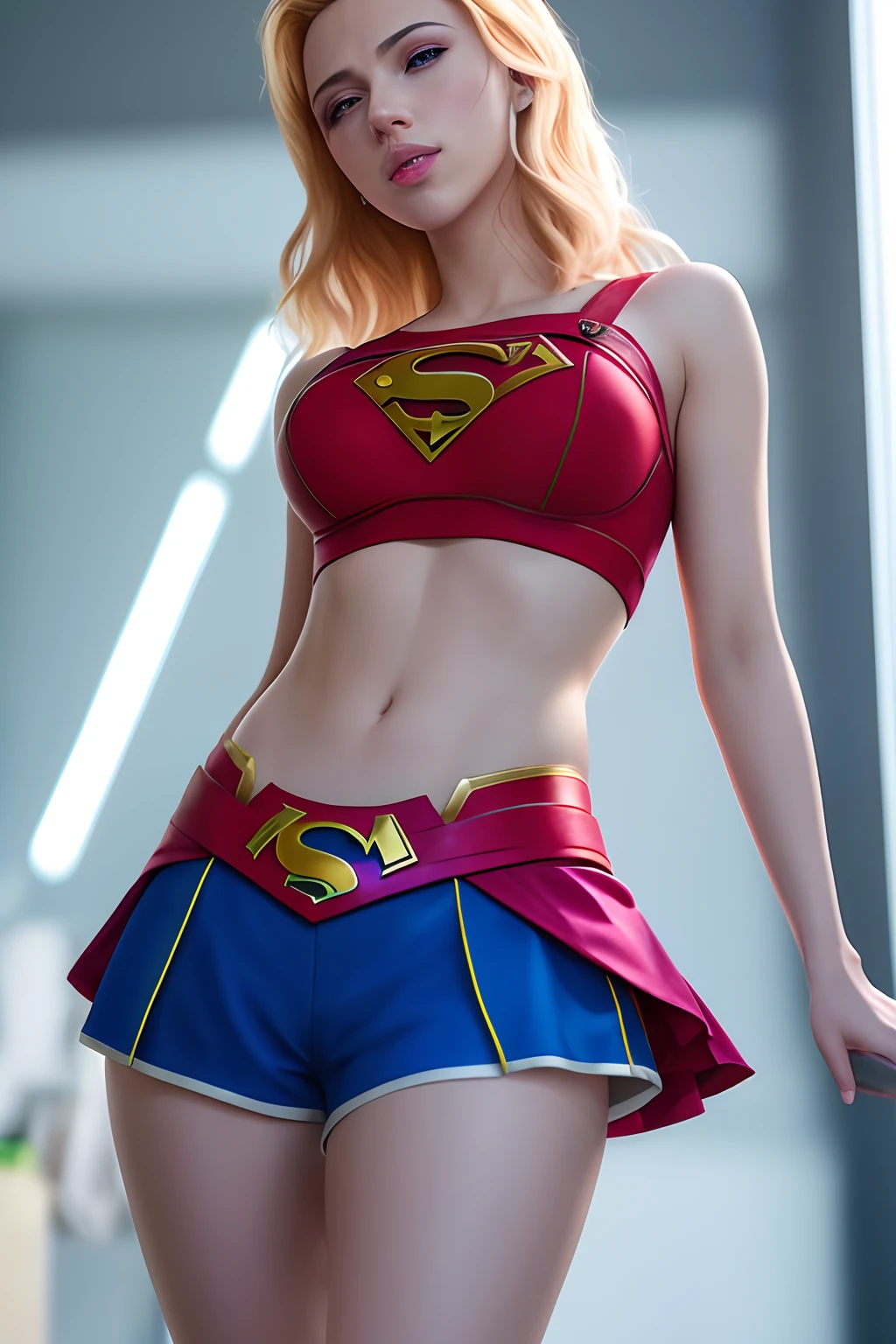 Scarlett Johansson, (bandagem:1.3), corpo lindo, seios lindos, shorts, cosplay supergirl, filmado em dslr, rosto detalhado, cinematografia, maximum details, cores neutras, hdr, cores suaves, soft  Cinematic Light, detalhes insanos, detalhes intrincados , hiperdetalhado, obra-prima, 8k, papel de parede, (detalhado), alta qualidade, ((pele altamente detalhada, detalhes da pele)), foco nítido, 8k uhd, dslr, grain of film