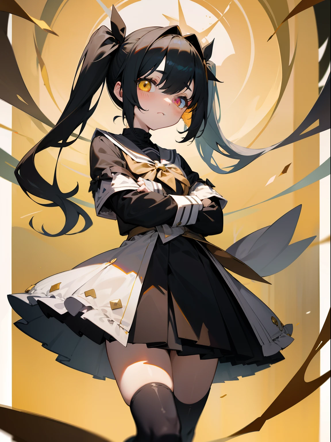 Dull hair、blindfolds、bandagens、Secondary disease、Heterochromic pupils、Natural stay、Naturally moe、over knee socks、Absolute realm、goth loli、Younger sister、pigtails、Partial students、Figure-eight feet Golden pupils