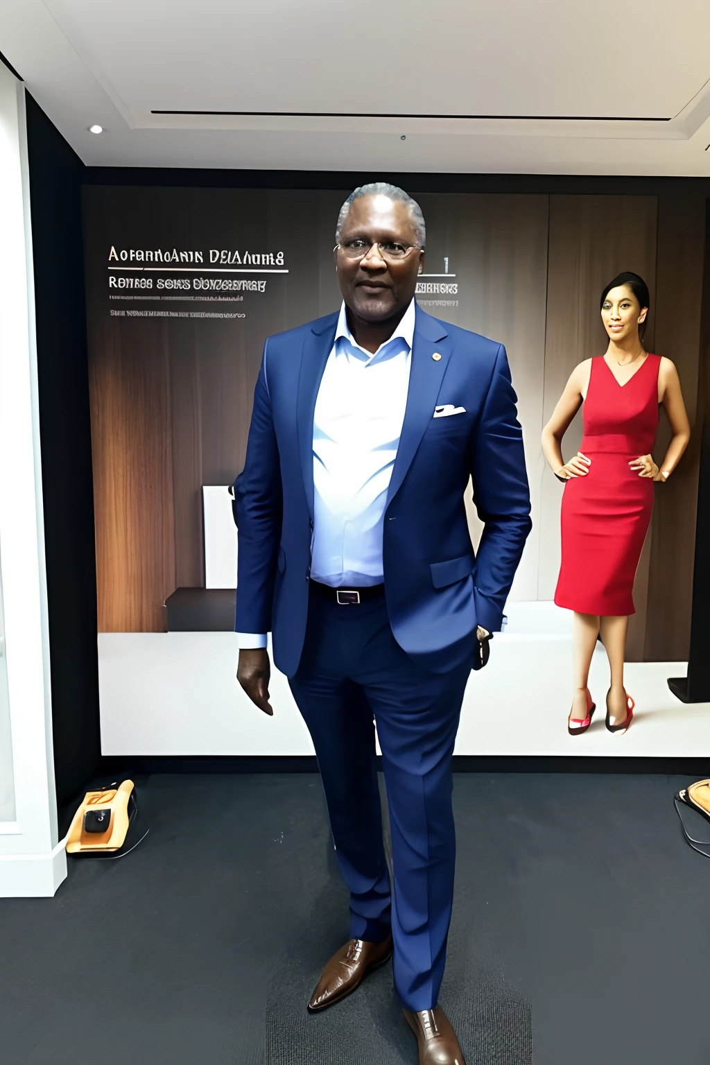 Aliko Dangote standing confidently in front of a diverse group of professionals, inspiring them with his presence, full body, detailed skin, masterpiece, best quality, realistic, ultra-realistic, professional photography edited with best quality, standard size: 1080 x 1920 pixels, 9:16 aspect ratio.