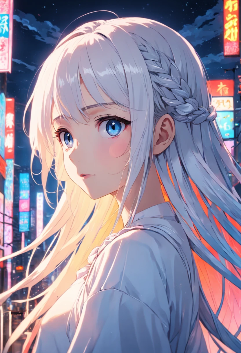 Colorful clothes,white skinned,Long braids,The color hair,Colored eyes,Gradient hair,Delicate face,Delicate light and shadow