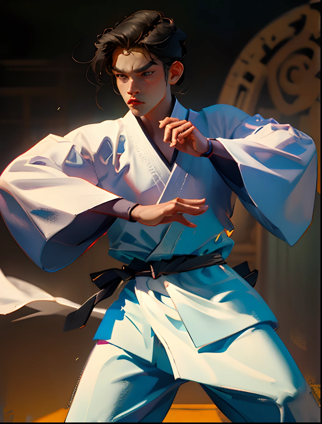 White clothes martial arts sword boy