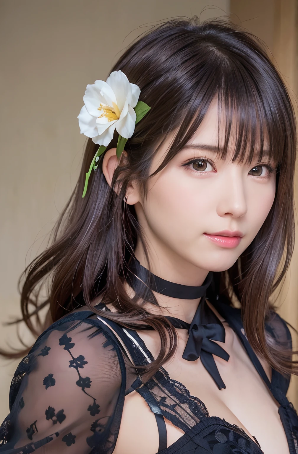 (8K, Photorealistic, RAW photo, Top quality: 1.4), (1girll), Super beautiful, (Realistic face), (Feminine, Long jet-black hair), Beautiful adventurer set, Glare tempts the audience, Beautiful expression, Beautiful breasts, (Realistic skin), Beautiful smile, (soldier), Attractive, 超高分辨率, Ultra photo realsisim, High definition, Spoiled