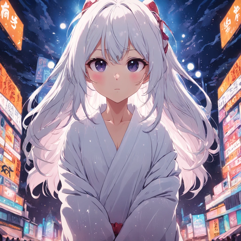 Kizi,pyjamas,white color hair,Stretch out