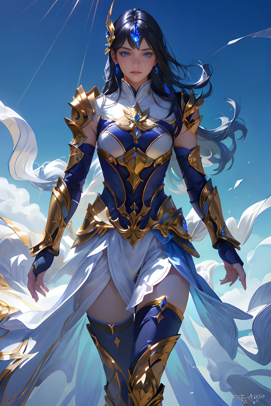 Ultra-high saturation,(tmasterpiece), fully body photo,(best qualtiy), (1girll), starryskybackground,Wearing shiny gold armor, Sexy lingerie type armor,Expose your chest,Expose the waistline,Exposing thighs,cool-pose, Saint Seiya Armor, messy hair,high detal, Anime style, Cinematic lighting, Sparkle, god light, Ray traching, filmgrain, hyper HD, textureskin, super detailing, Anatomical correct, A high resolution,Ultra-high saturation,hight contrast,High-gloss armor,Smooth skin,Serious expressions,Dark room,