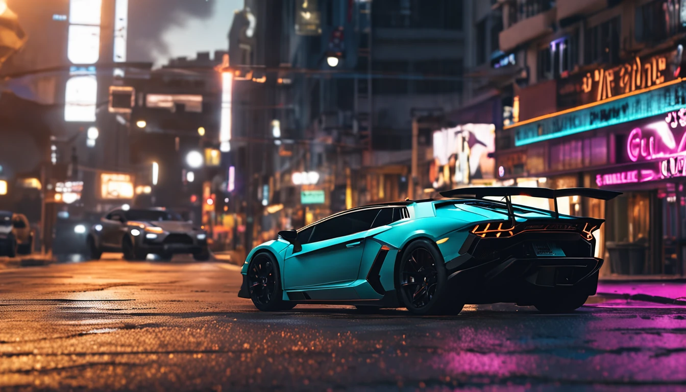 a close up of a lamborghini car parked on a city street, wallpaper mobile, cinematic poster, phone wallpaper, like matrix, motivational poster,black color lamborghini car, money raining from the sky,cinematic 4 k wallpaper, cinematic 4k wallpaper, matrix lut, poster!!!, gta v poster style, automotive photography, cinematic matte illustration, matte digital illustration, amazing wallpaper, matte painting movie poster, gta loading screen art, desktop wallpaper 4k 16:9