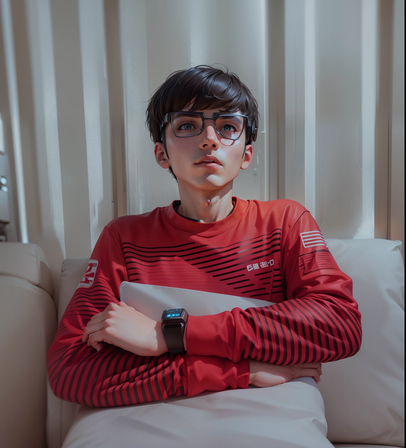 Boy futuristic background and realistic fac 8k HD quality