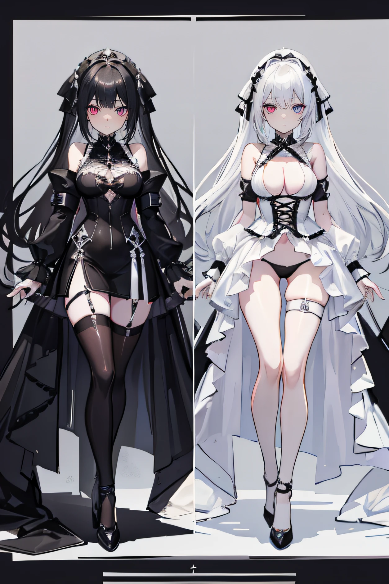 heterochromia beautiful faces, eyes, pink eyes, succubus eyes