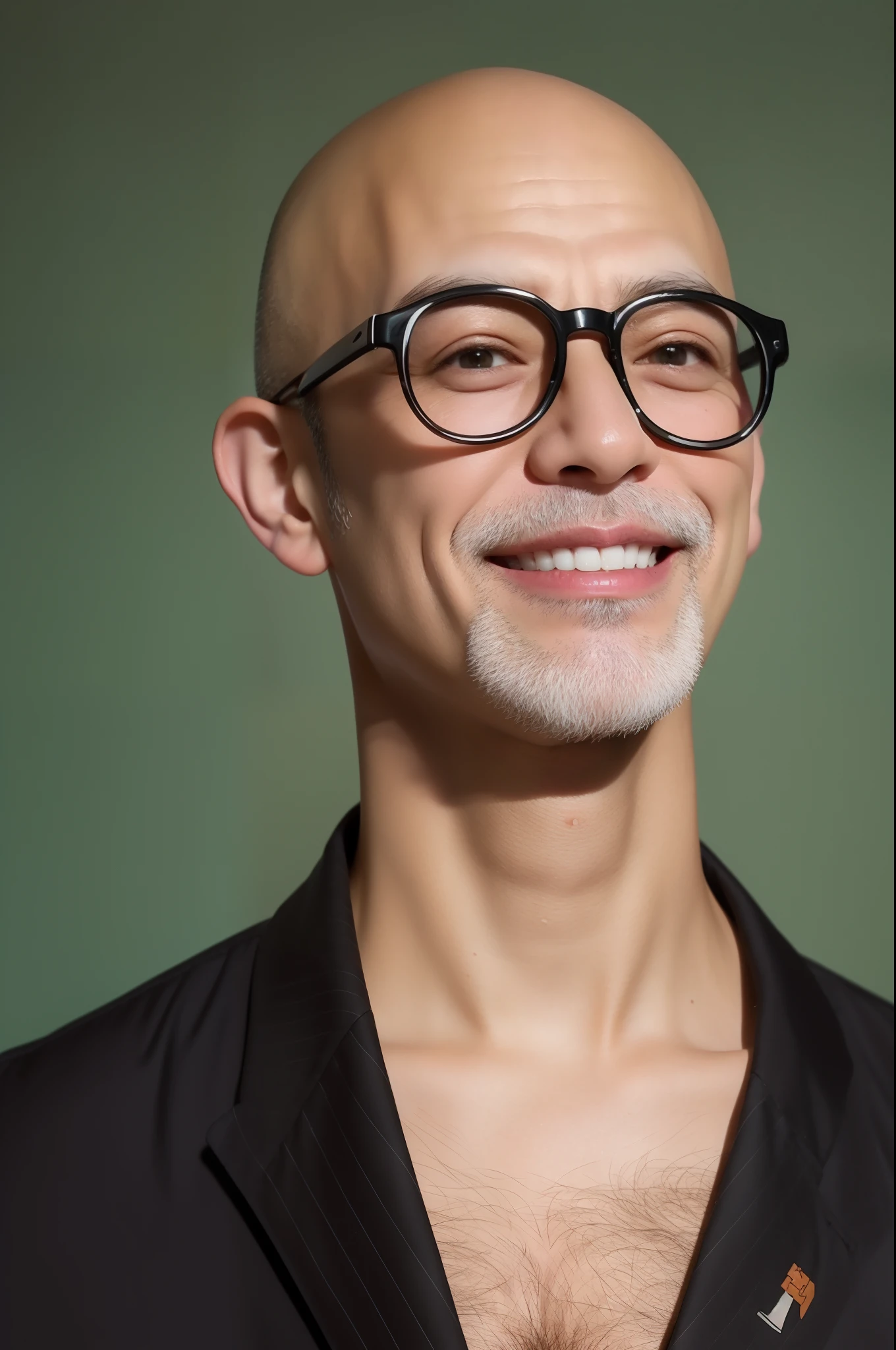 Turk、One man、40 years、a little bald head、Half with Japan、eye glasses、Anime style