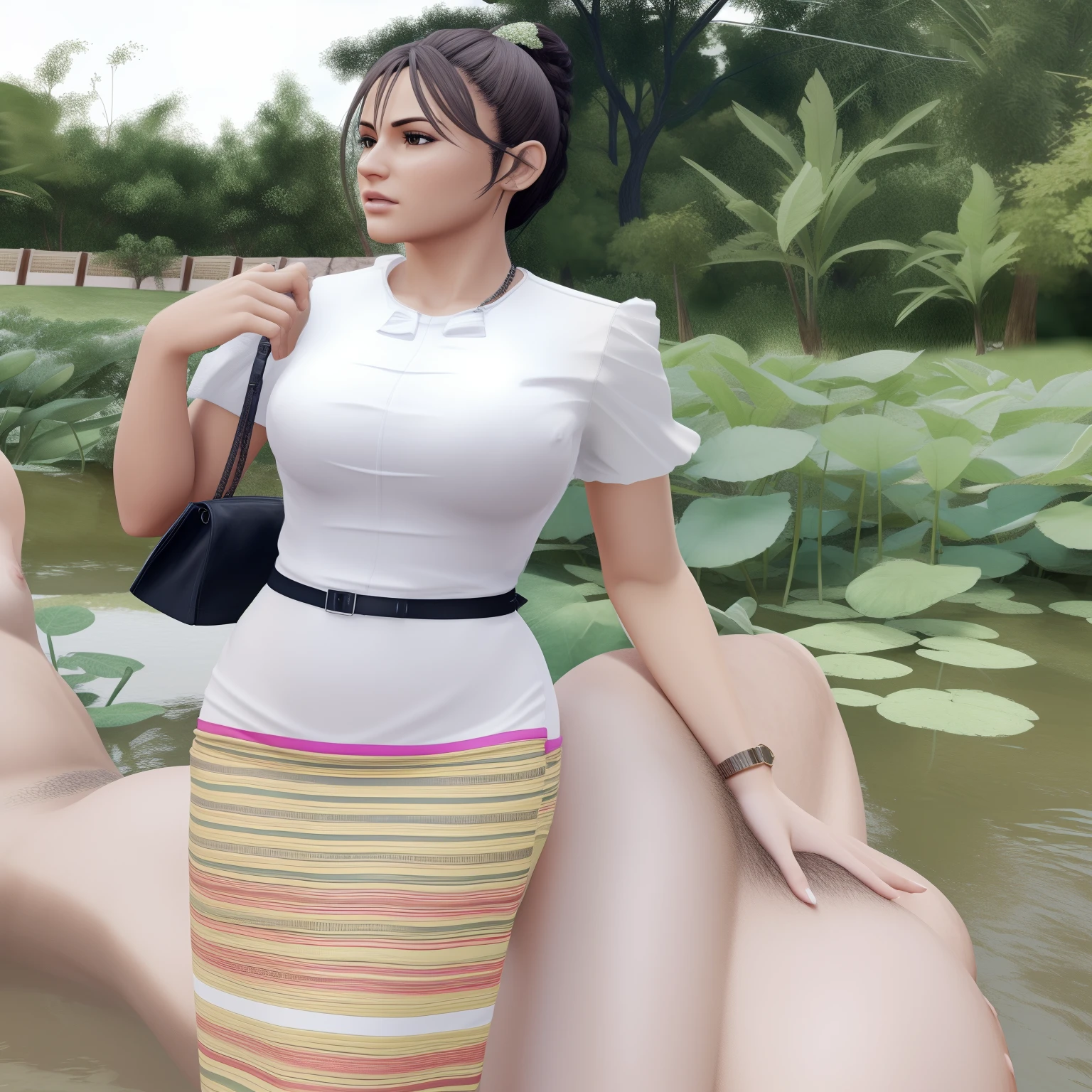 Big breasts, big ass, hyper realistic, detailed skin texture, 4k