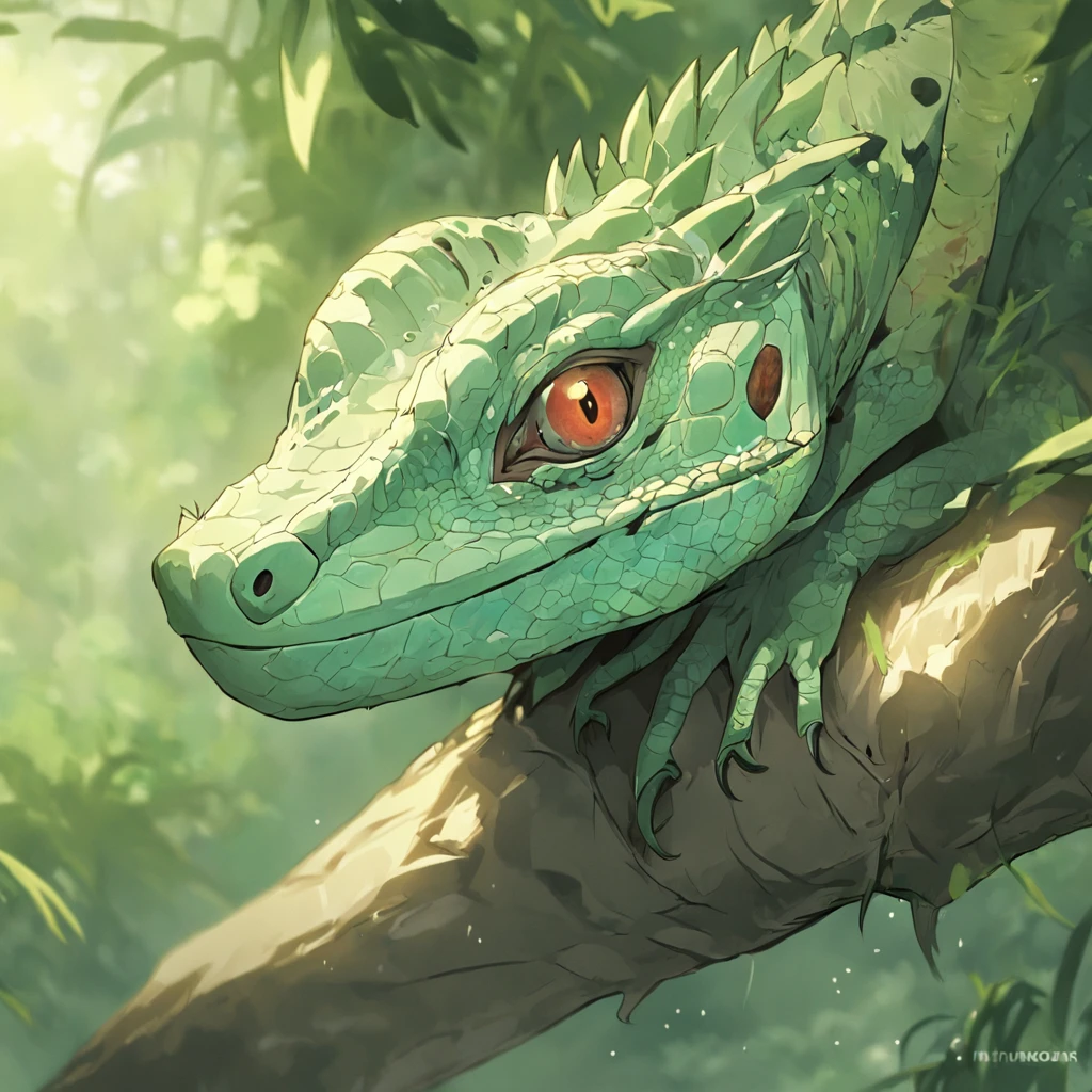there is a lizard that is sitting on a branch of a tree, lizard, reptile, lizard pose, langford's basilisk, iguana, lizards, reptil, reptiles, reptile face, lizard head, gecko, hyperdetailed!, basilisk, closeup portrait shot, closeup 4k, lizardfolk, very sharp and detailed photo, lizardman, closeup portrait4