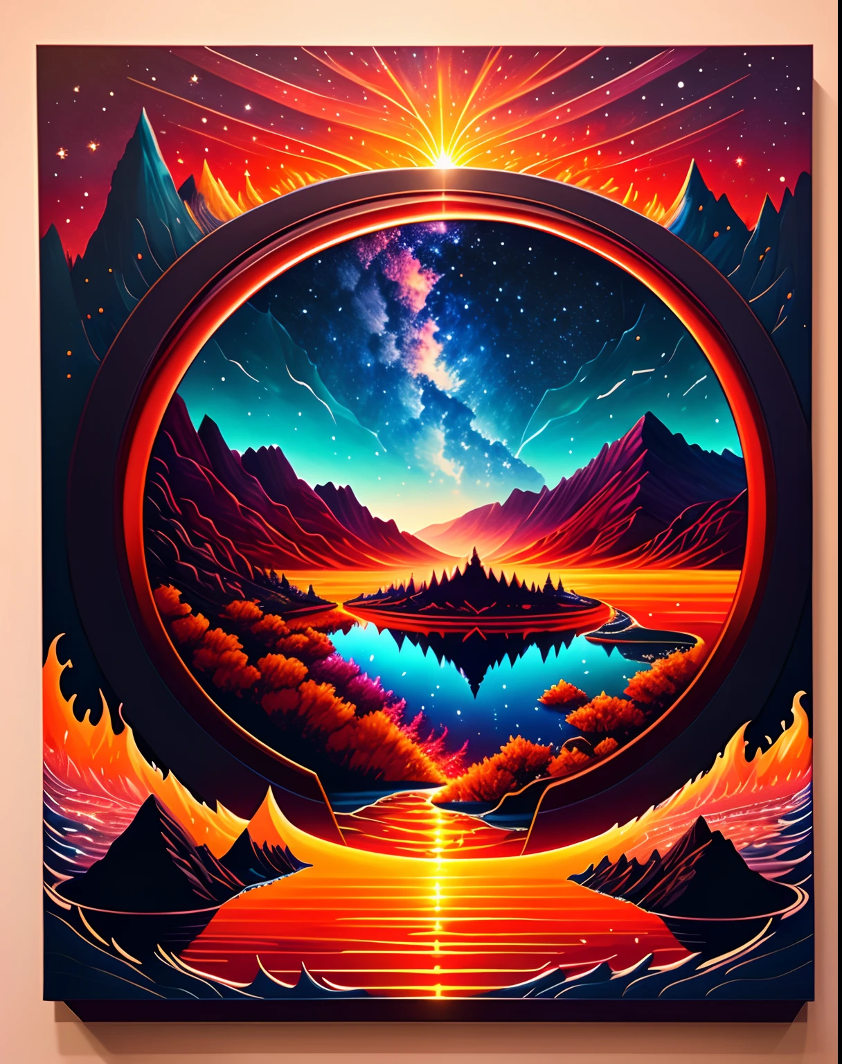 A beautiful earth filled with water and lava, intricate, masterpiece, expert, insanely detailed, 4k, composition, framing, centered, symmetry, painted, intricate, volumetric lighting, beautiful, rich deep colors masterpiece, sharp focus, ultra detailed, in the style of dan mumford and marc simonetti, astrophotography
