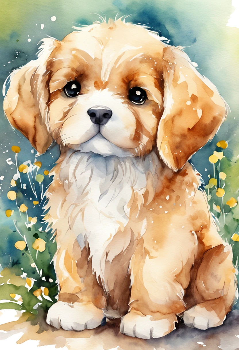 puppy,fofinho, Chibi, fundo simples, adorable animal, kawaii