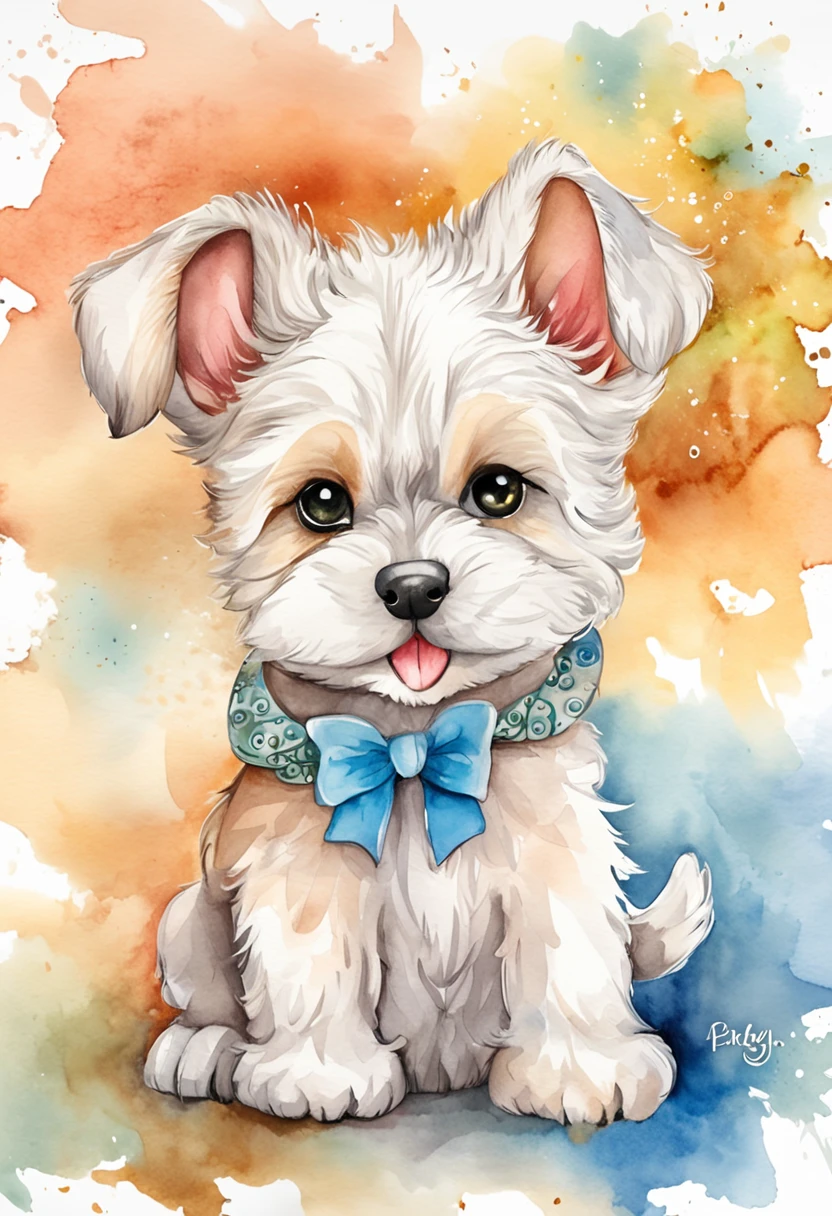 puppy,fofinho, Chibi, fundo simples, adorable animal, kawaii