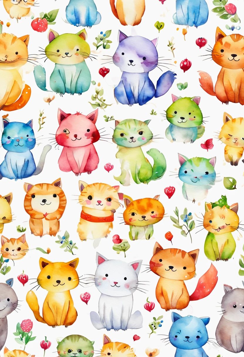 gatinho,fofinho, chibi, fundo simples, adorable animal, kawaii, vibrant colors